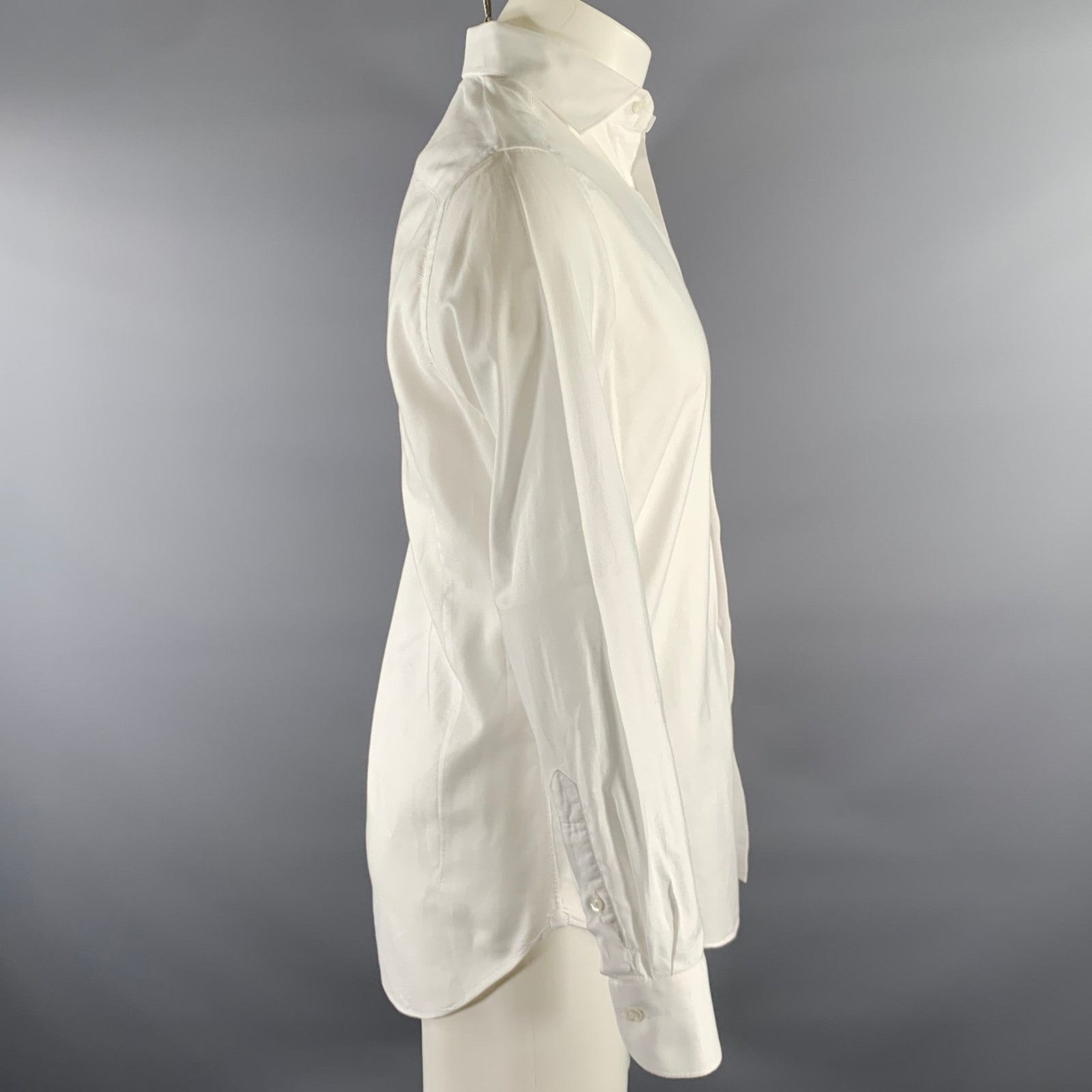 Boglioli BOGLIOLI White Cotton Cutaway Collar Long Sleeve Shirt Size US S / EU 44-46 / 1 - 2 Thumbnail
