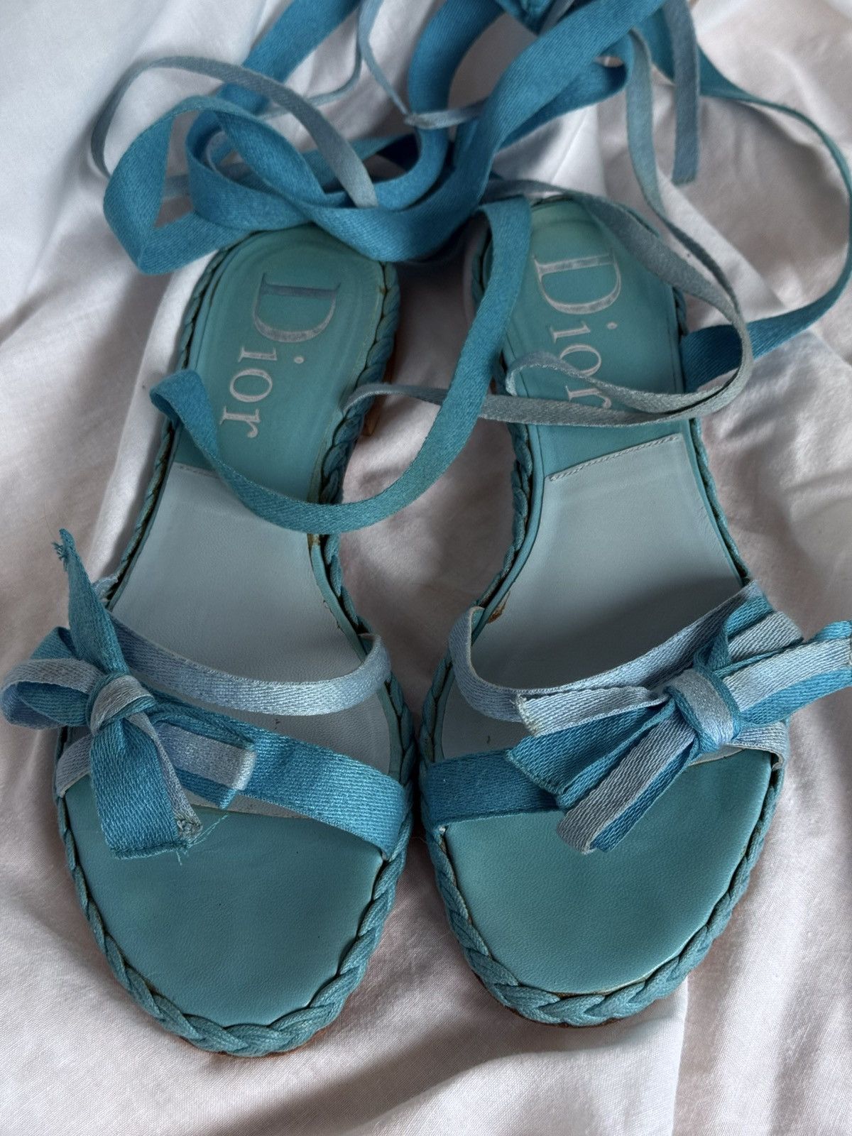 Dior Dior Cloth Turquoise Tied Sandals Size US 6.5 / IT 36.5 - 4 Thumbnail