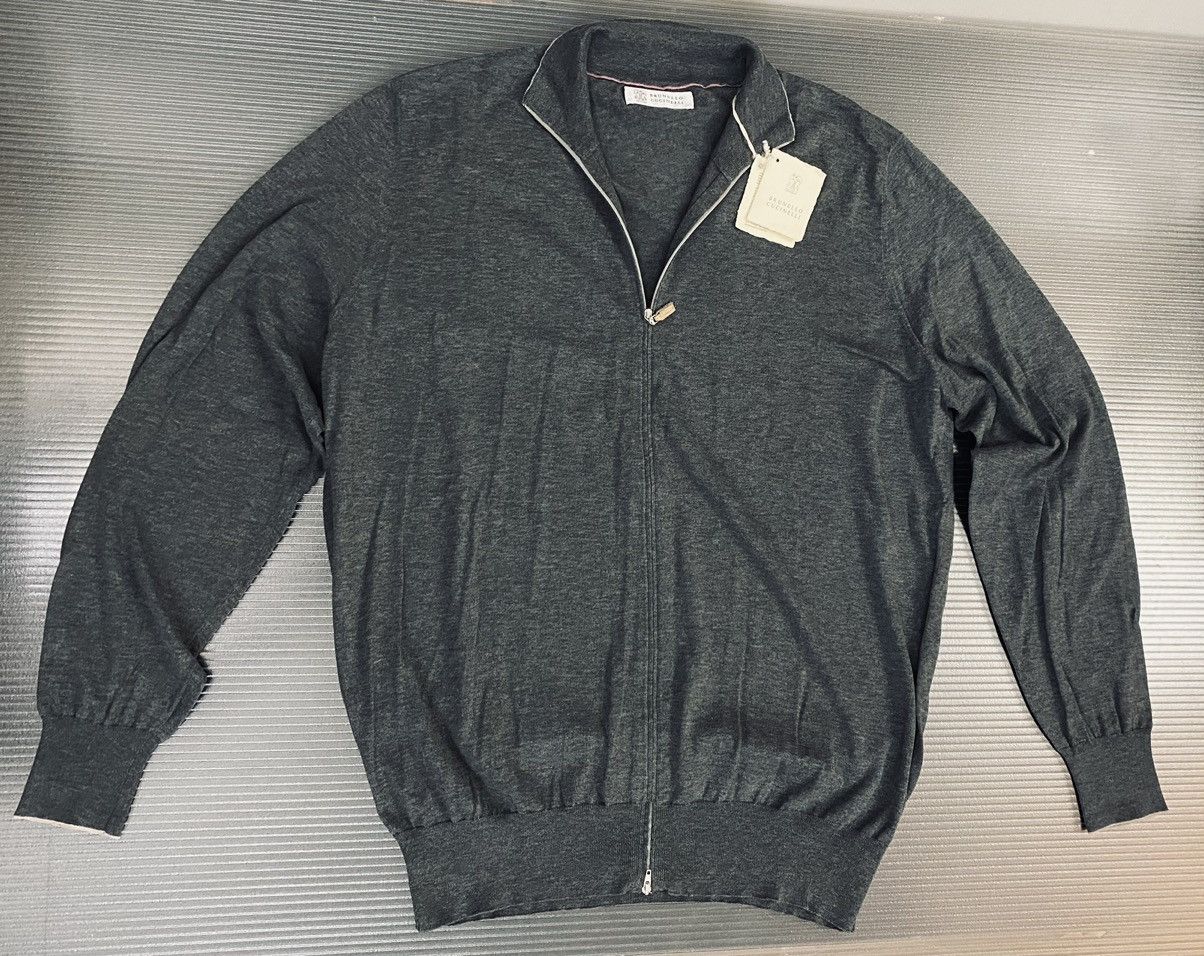 Brunello Cucinelli Brunello Cucinelli 🇮🇹 grey dual zip frosted sweatshirt 56 NEW Size US XL / EU 56 / 4 - 1 Thumbnail
