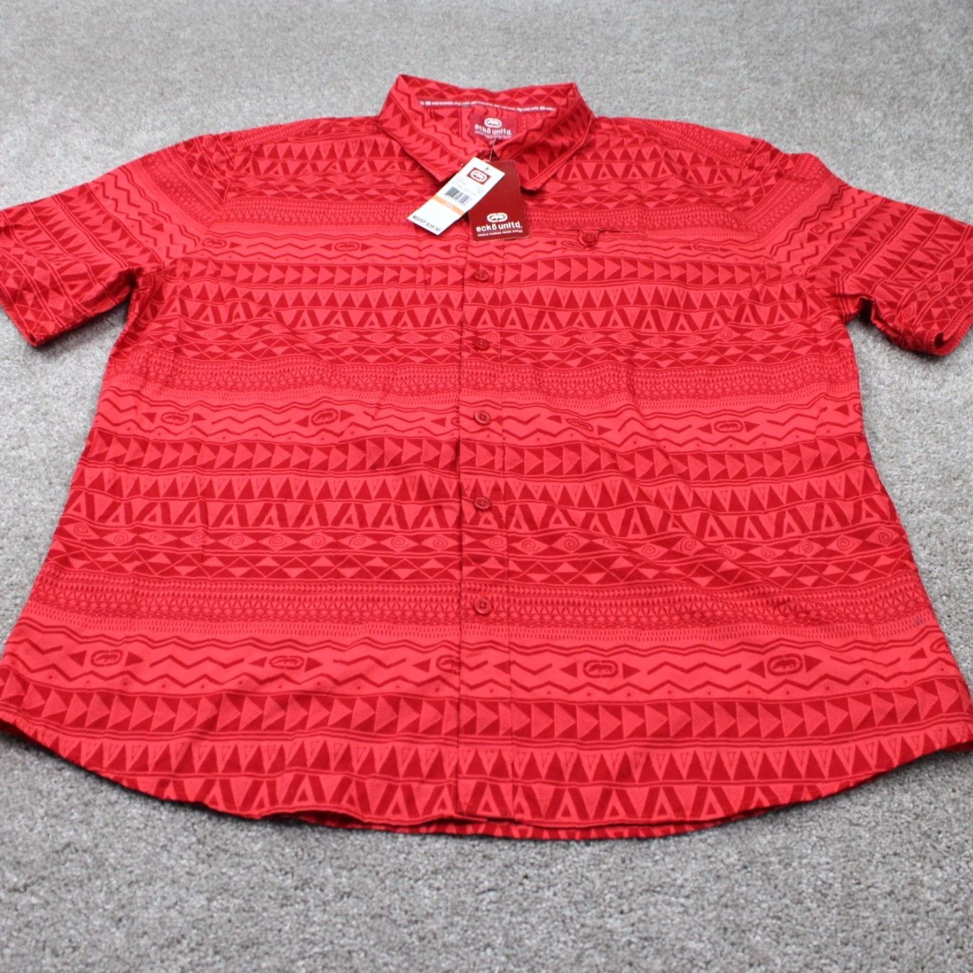 ECKO Unltd. Hawaiian Button-Up Shirt Mens 3XL Red 90s Cotton Short Sleeve NWT
