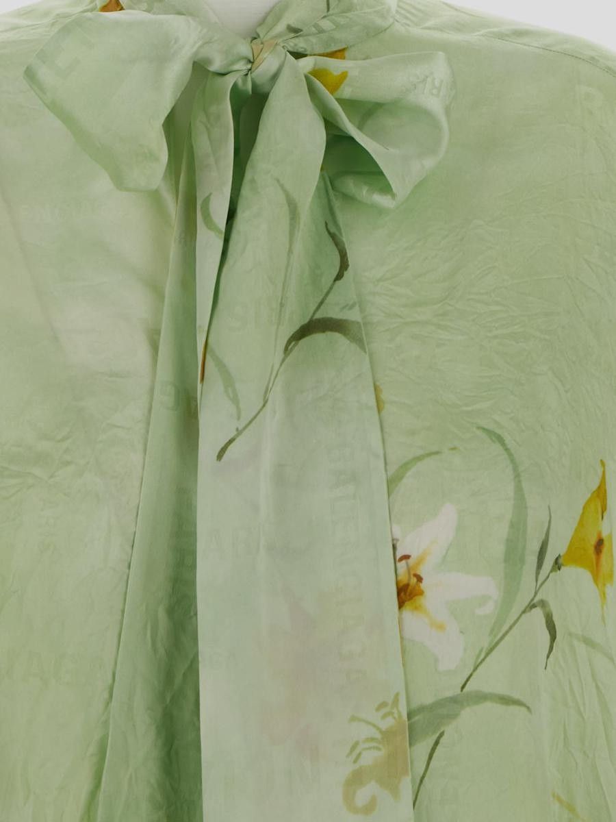Balenciaga o1mt1gz0325 Lilies Fluid Vareuse Shirt in Light Green Size S / US 4 / IT 40 - 4 Thumbnail