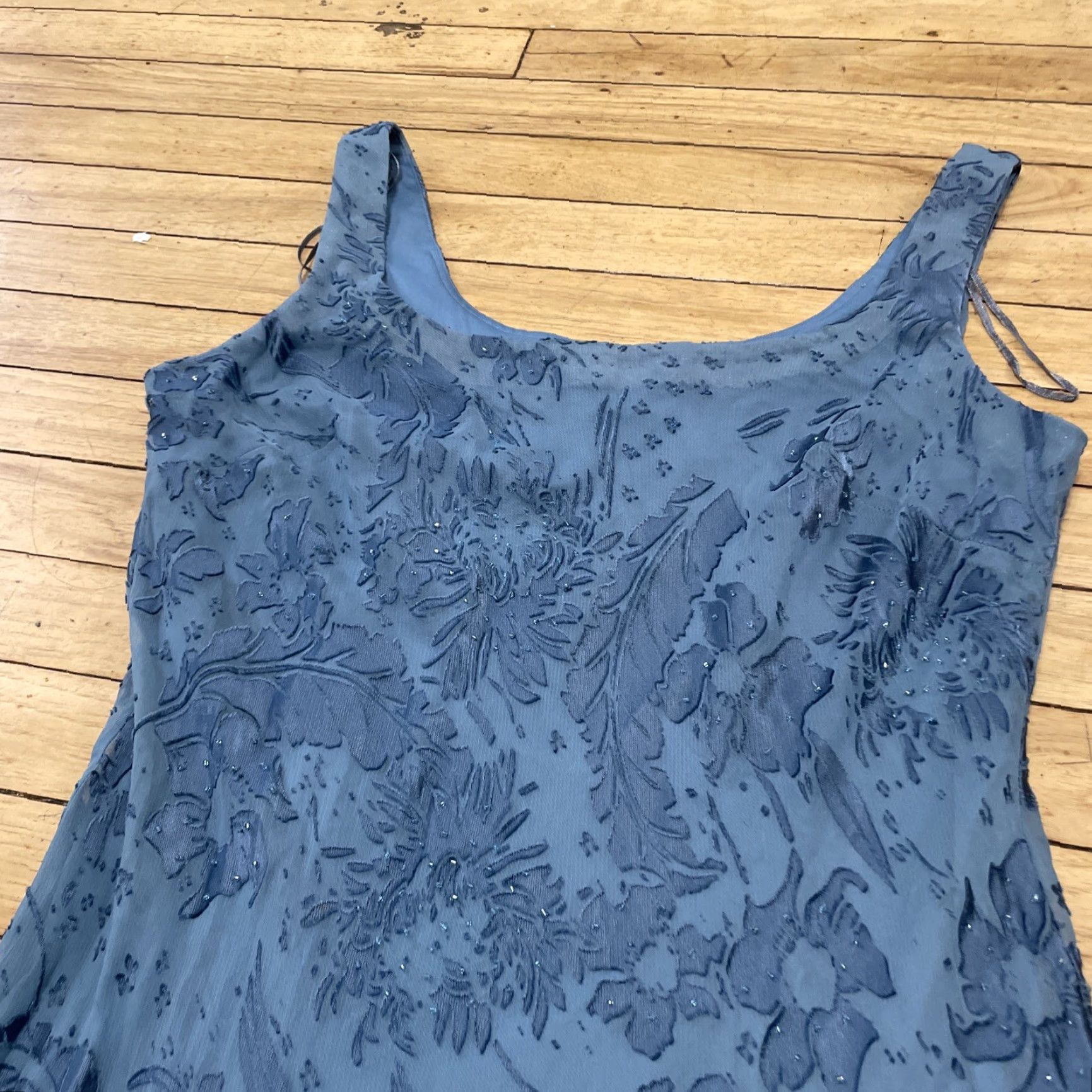 Alex Evenings VINTAGE Alex Evenings Dress 14P Blue Floral Beaded Fairy Y2k Occasion Formal Fringe 14P Dress Size XL / US 12-14 / IT 48-50 - 4 Thumbnail