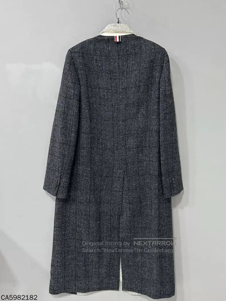 Thom Browne Thom Browne Dark gray checkered lapel woolen coat Size XS / US 0-2 / IT 36-38 - 3 Thumbnail