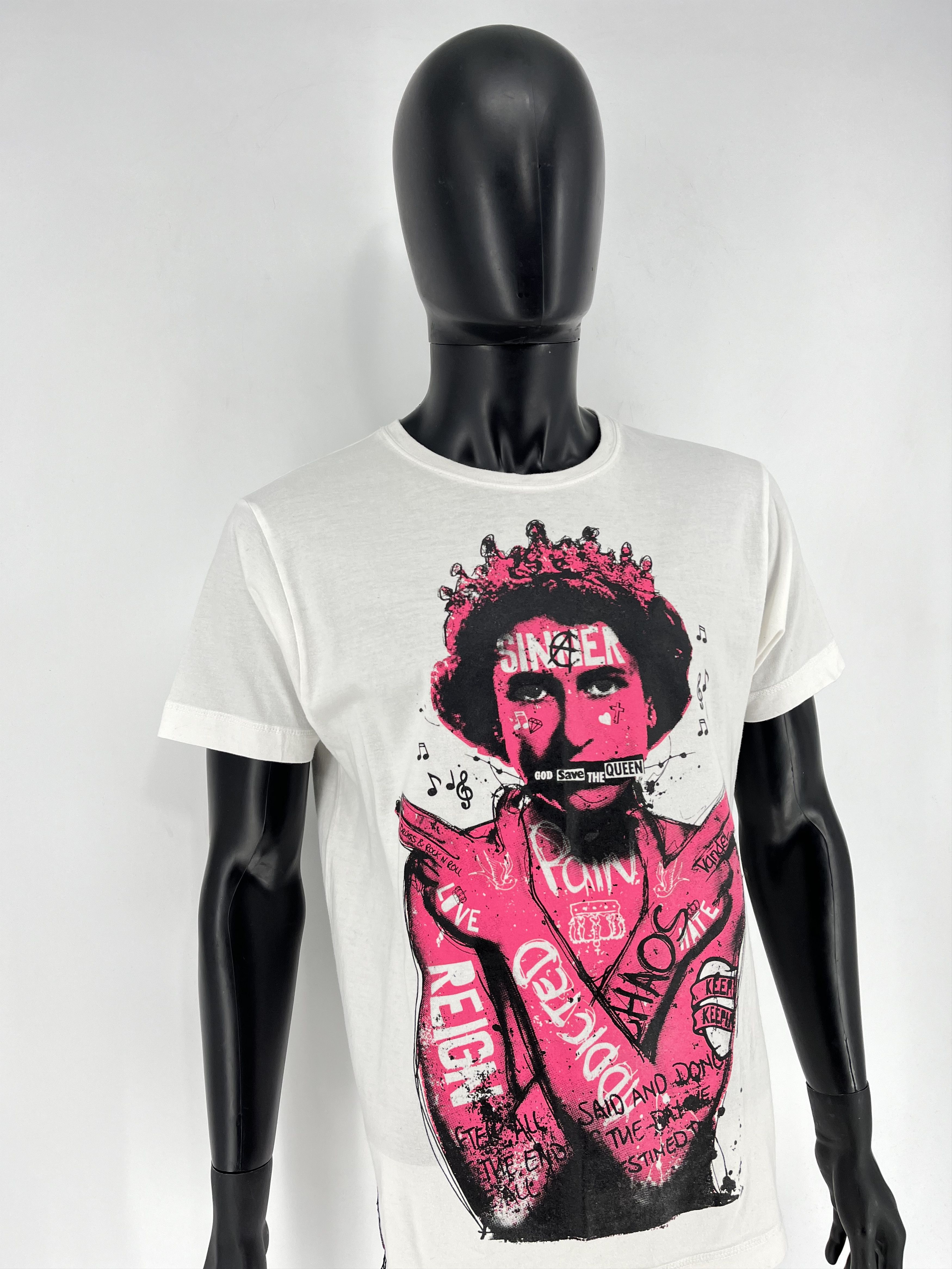 Band Tees Pistol Boutique Mens Fitted White Round GRAFFITI QUEEN Size US L / EU 52-54 / 3 - 3 Thumbnail