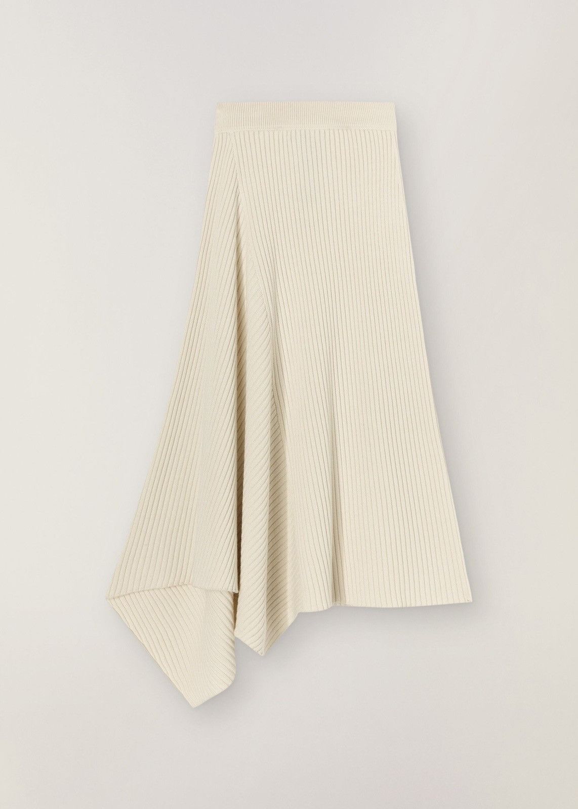 o1loc1c0224 Rib-Knit Cashmere/Baby Skirt in White