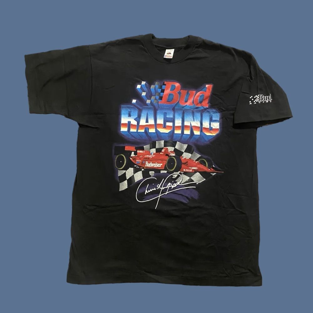Fruit Of The Loom VINTAGE Bud Racing F1 Budweiser T Shirt FOTL 90s Black XL Men Short Sleeve Crew Neck Cotton Deadstock Graphic Print Shirts Size US XL / EU 56 / 4 - 1 Thumbnail