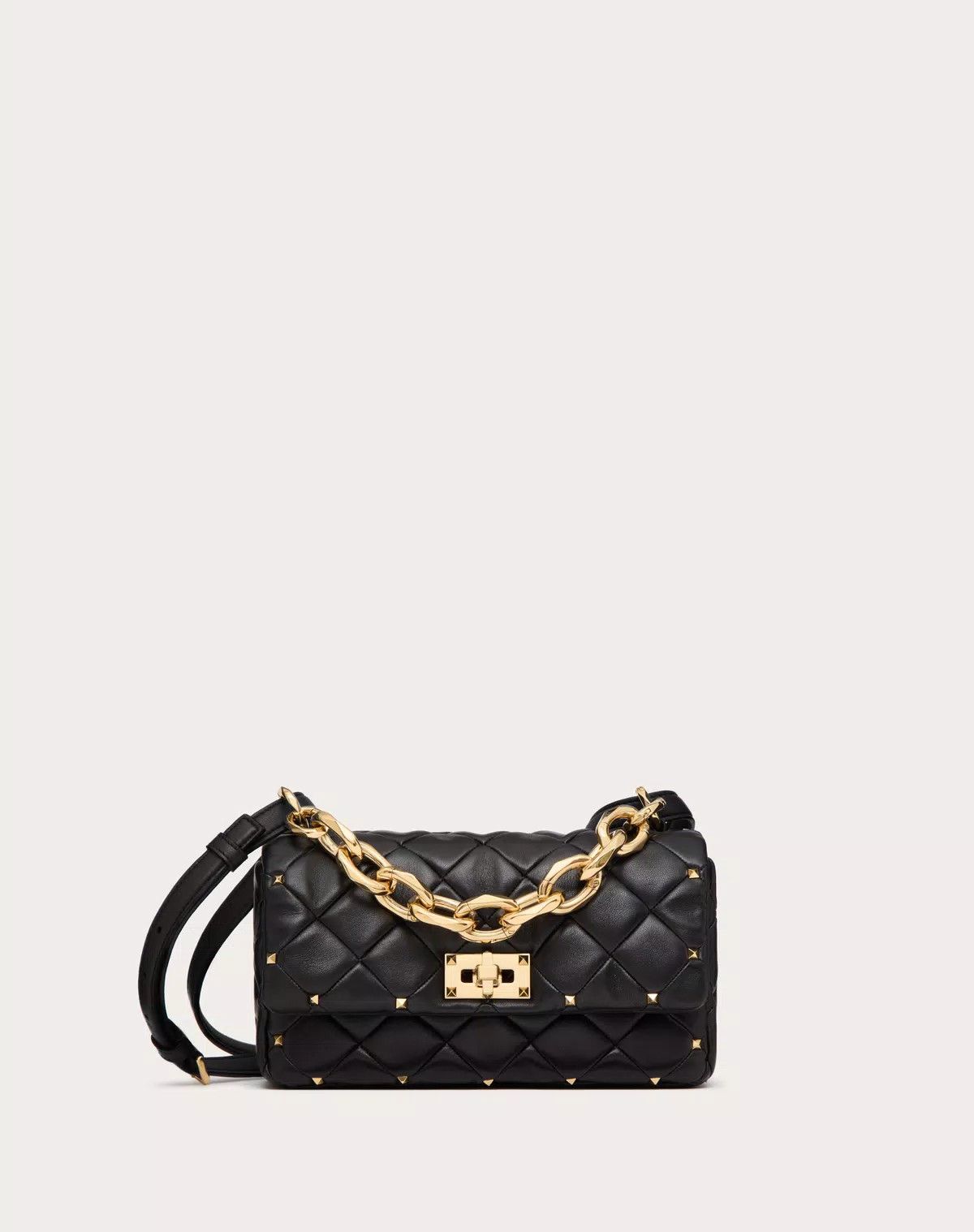 Valentino oc11z0725 Size:OS/ Spike Bag In Nappa Patchwork in Black Size ONE SIZE - 1 Thumbnail