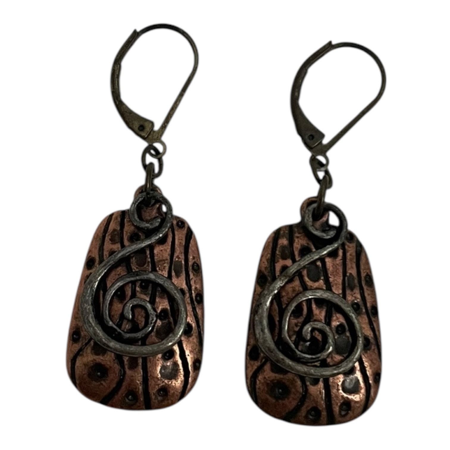 Other Vintage Bronze & Silver Swirl Earrings Size ONE SIZE - 3 Thumbnail