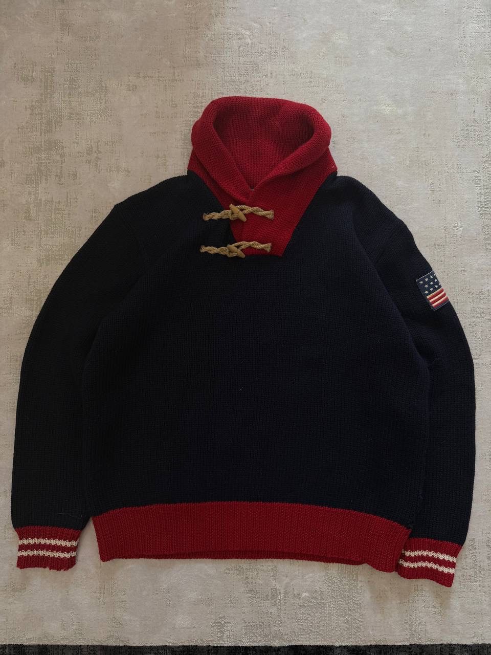 Polo Ralph Lauren Polo Ralph Lauren USA Flag Sweater Duffle Cable turtleneck Size US XXL / EU 58 / 5 - 1 Thumbnail