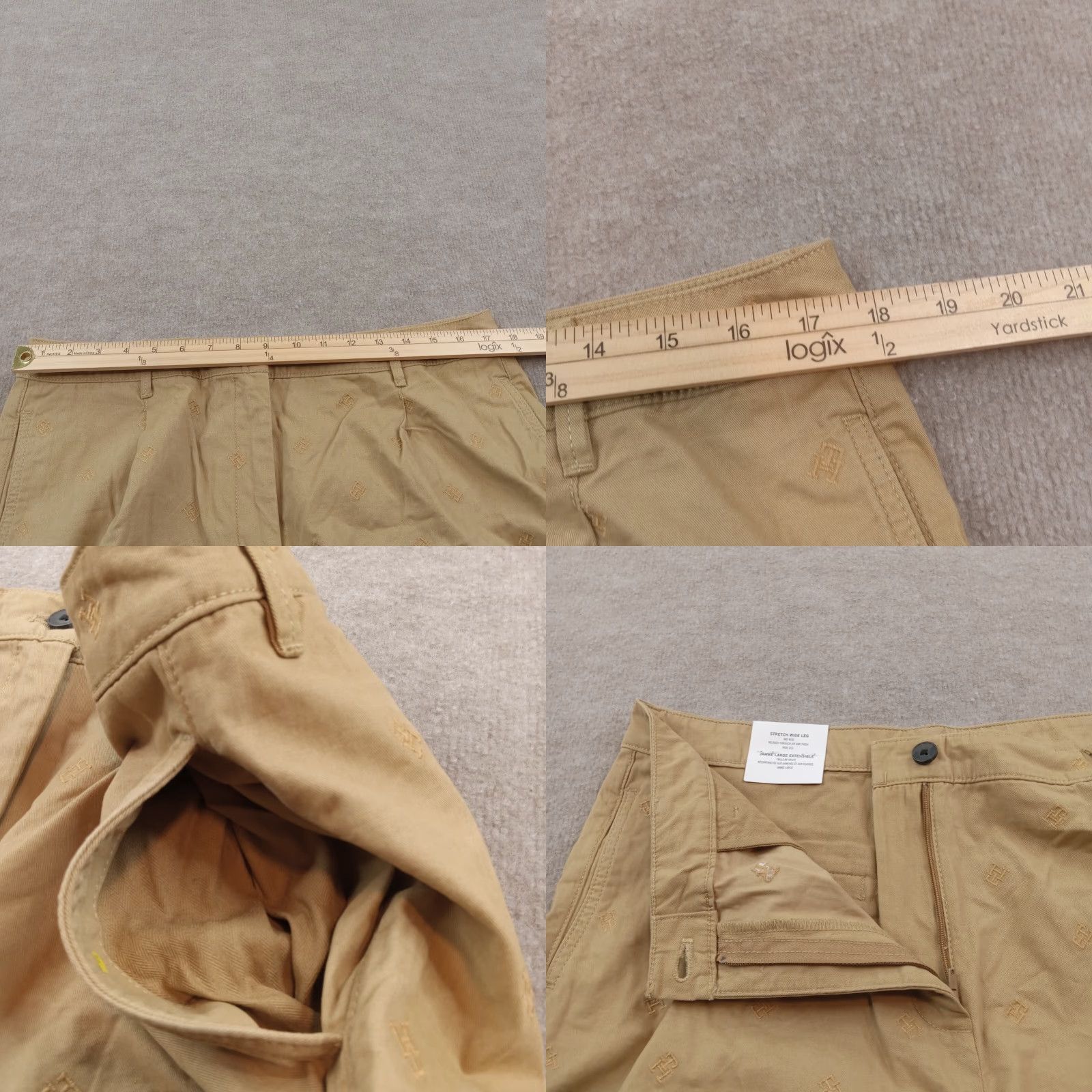 Tommy Hilfiger Tommy Hilfiger Women's Khaki Wide Leg Pants Size 14 Brown THFlex Logo Size 36" / US 14 / IT 50 - 8 Thumbnail