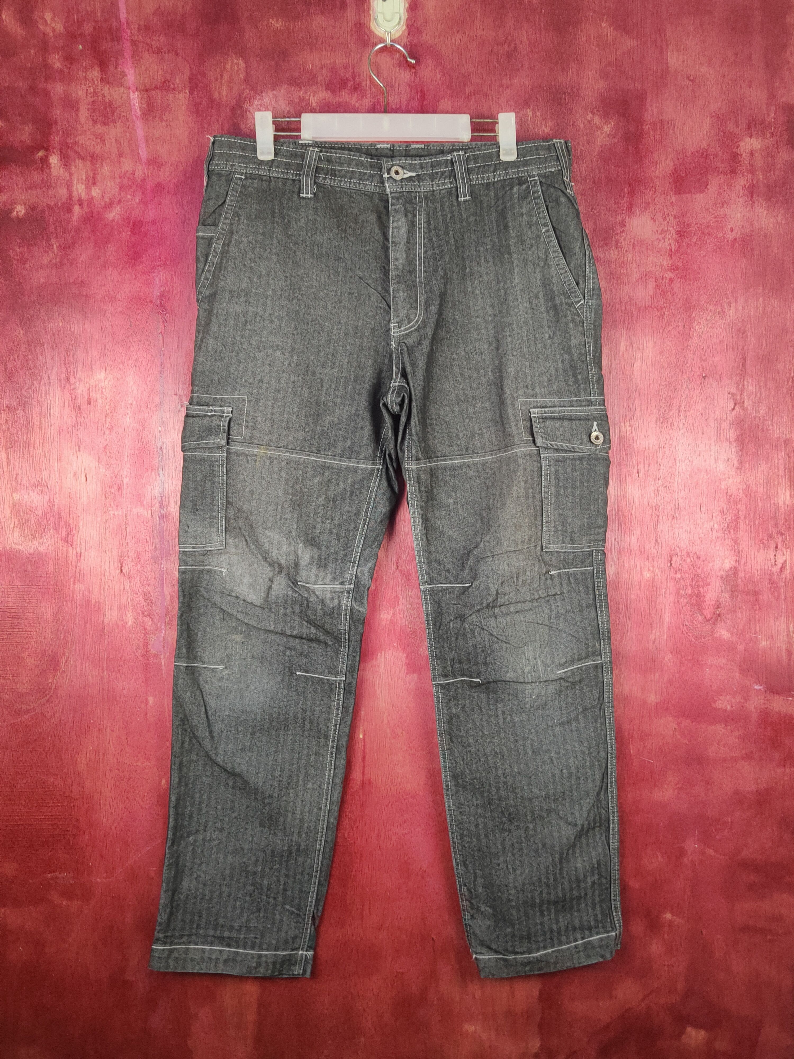 Japanese Brand Dogman Black Faded Multipocket Soft Jeans #S1877 Size US 35 - 1 Thumbnail