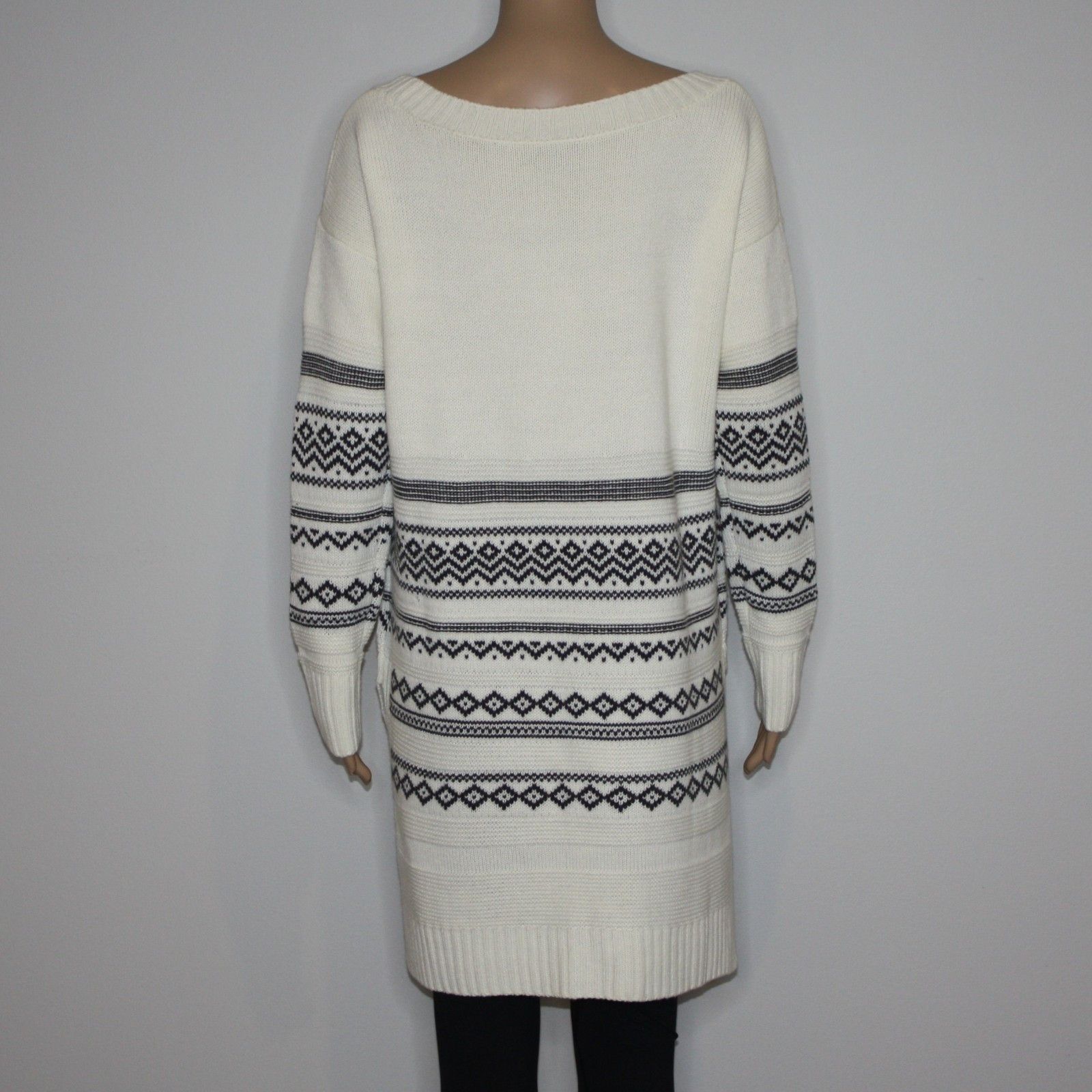 Splendid Asymmetric Intarsia-knit Cream Sweater MRSP $278 Size M / US 6-8 / IT 42-44 - 4 Thumbnail