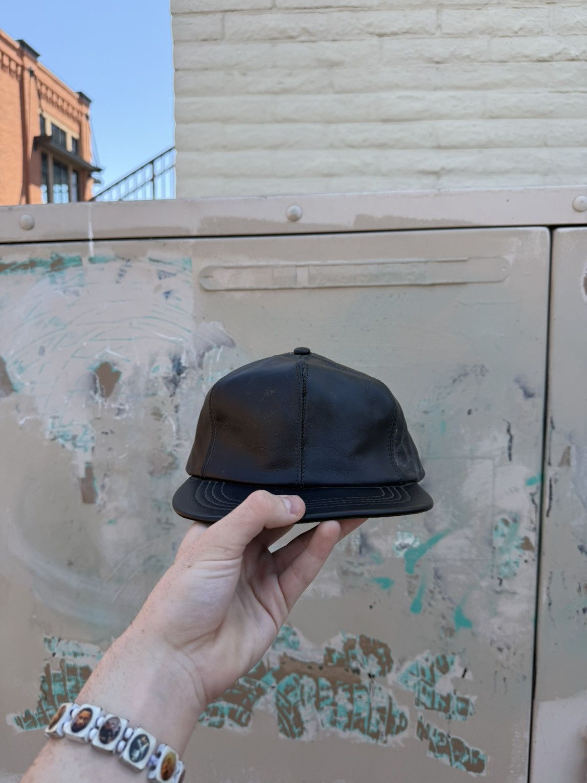 Vintage Vintage Black Leather Adjustable Hat Size ONE SIZE - 5 Thumbnail