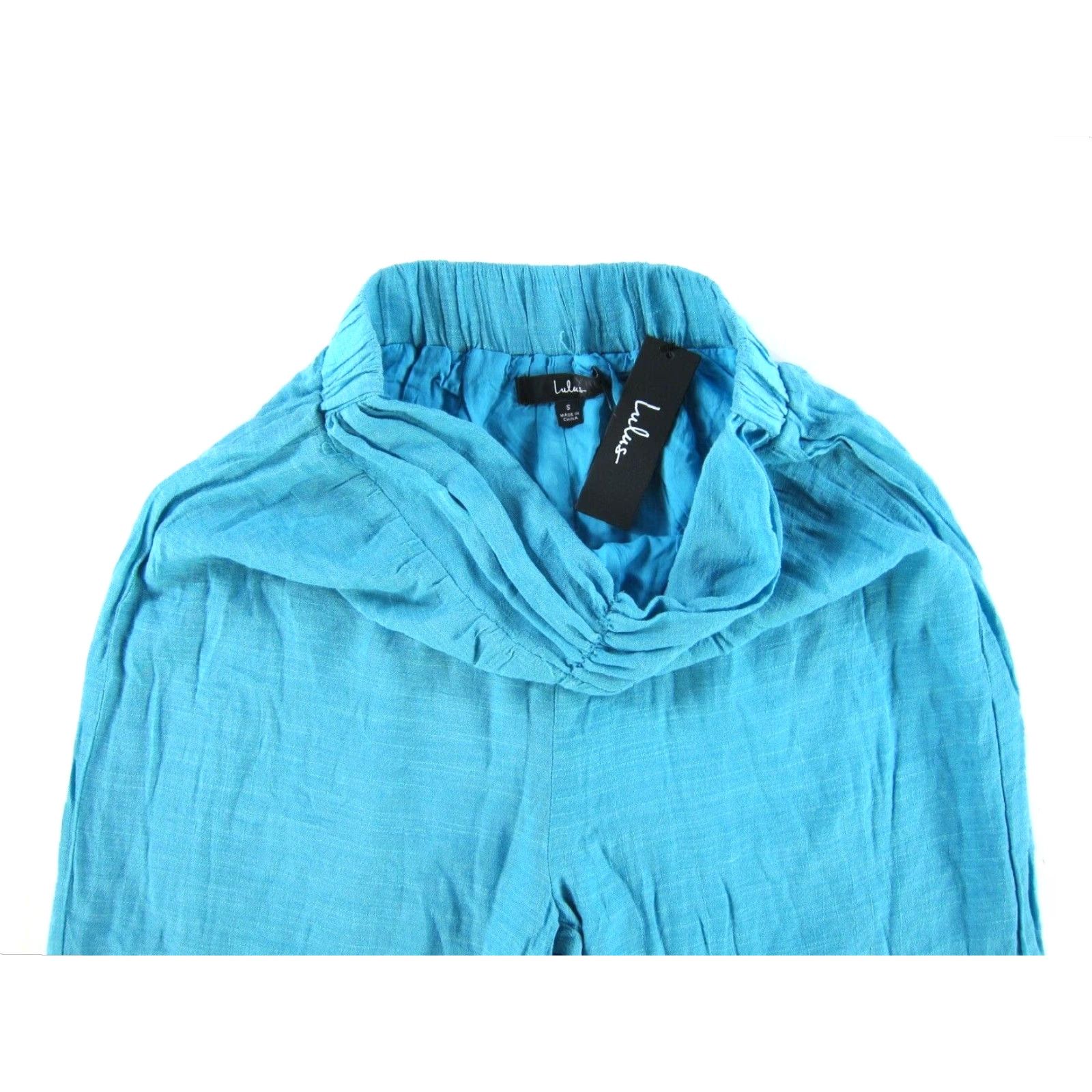 Lulus NWT Lulu's Teal Blue Rayon High Rise Waist Wide Leg Pants Women Small Size 28" / US 6 / IT 42 - 3 Thumbnail