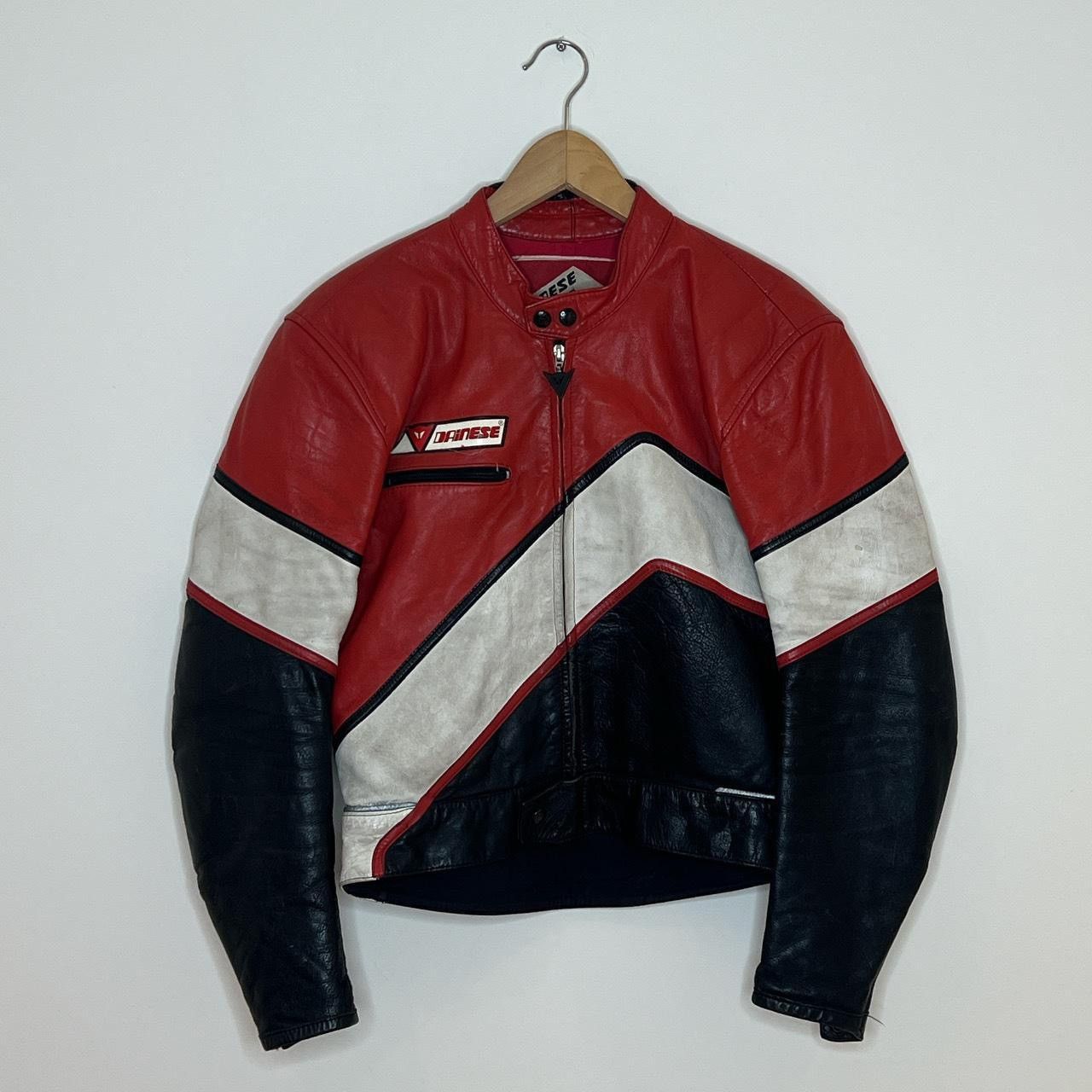 image of Vintage Dainese Leather Racing Motorcycle Jacket in Red, Women's (Size Small)