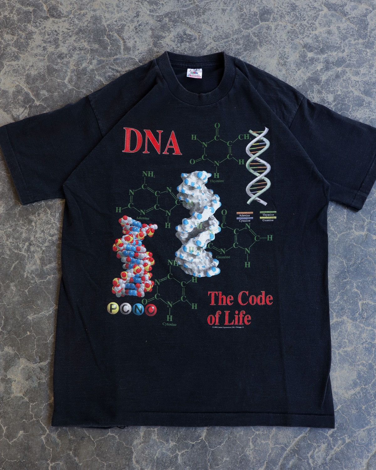 Vintage 90s DNA Code of Life Black Tee Science Tech Size US L / EU 52-54 / 3 - 1 Thumbnail