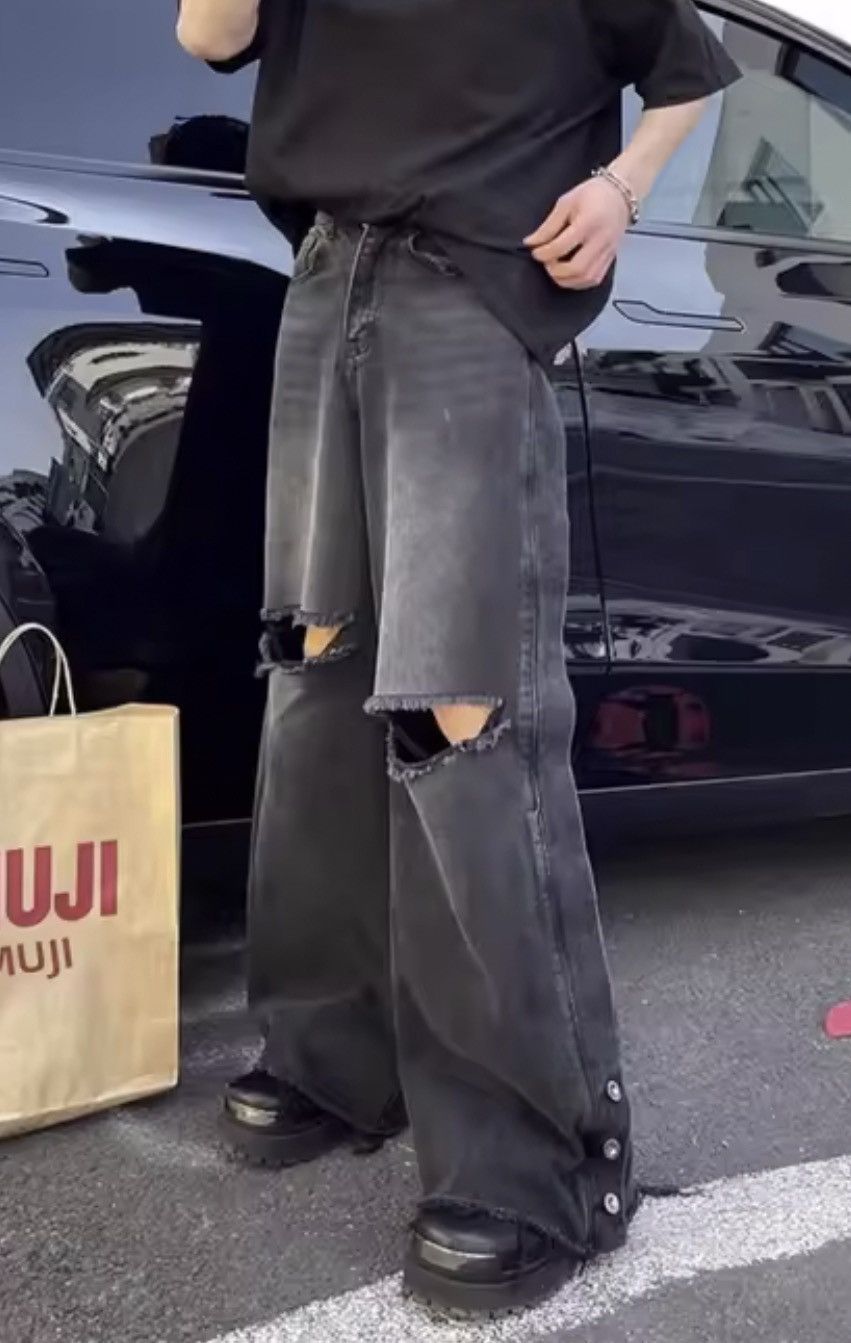 Distressed Baggy Stacked Denim Jeans
