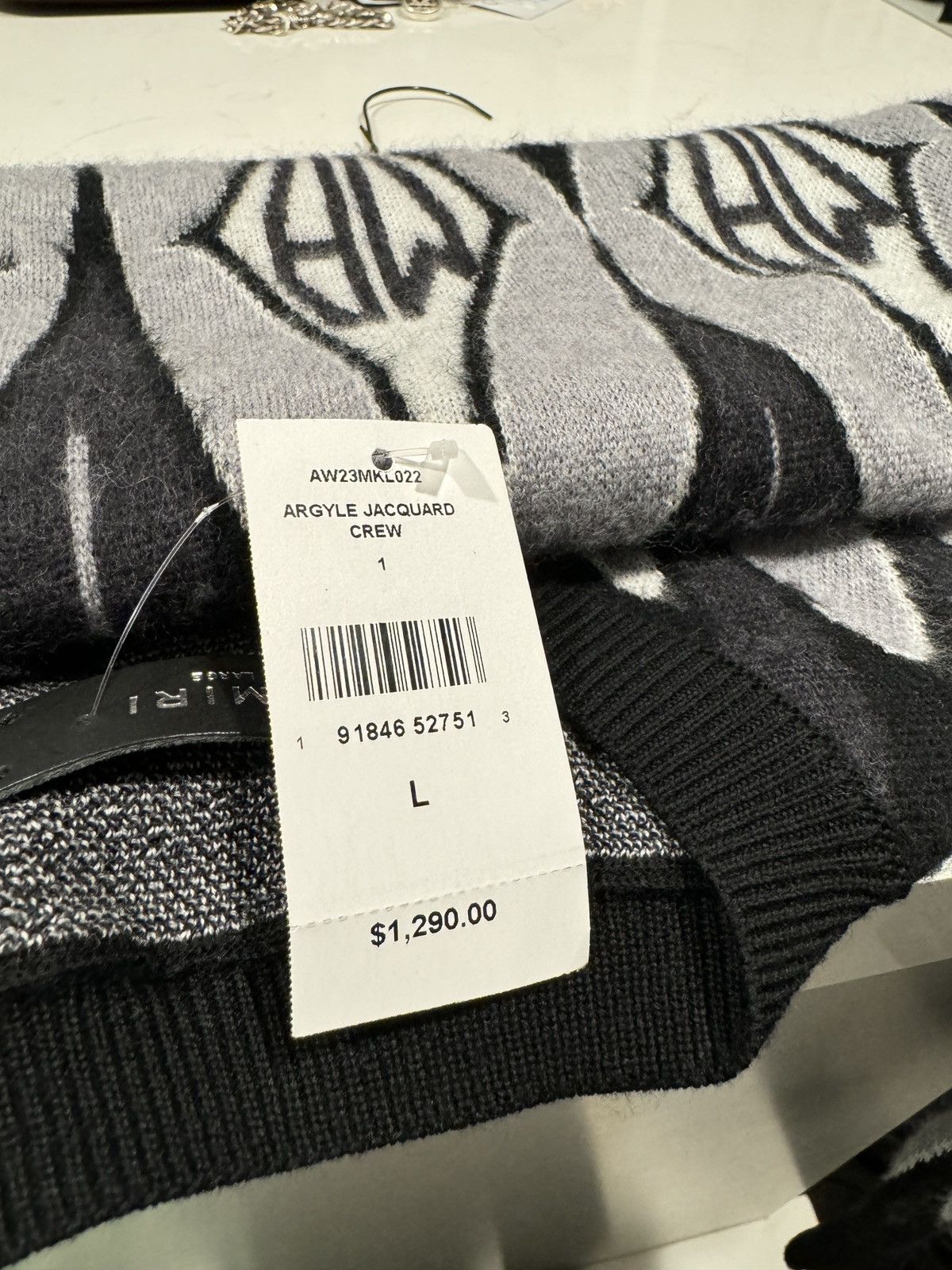 Amiri Amiri Argyle Wool Crewneck Sweater Size US L / EU 52-54 / 3 - 7 Thumbnail