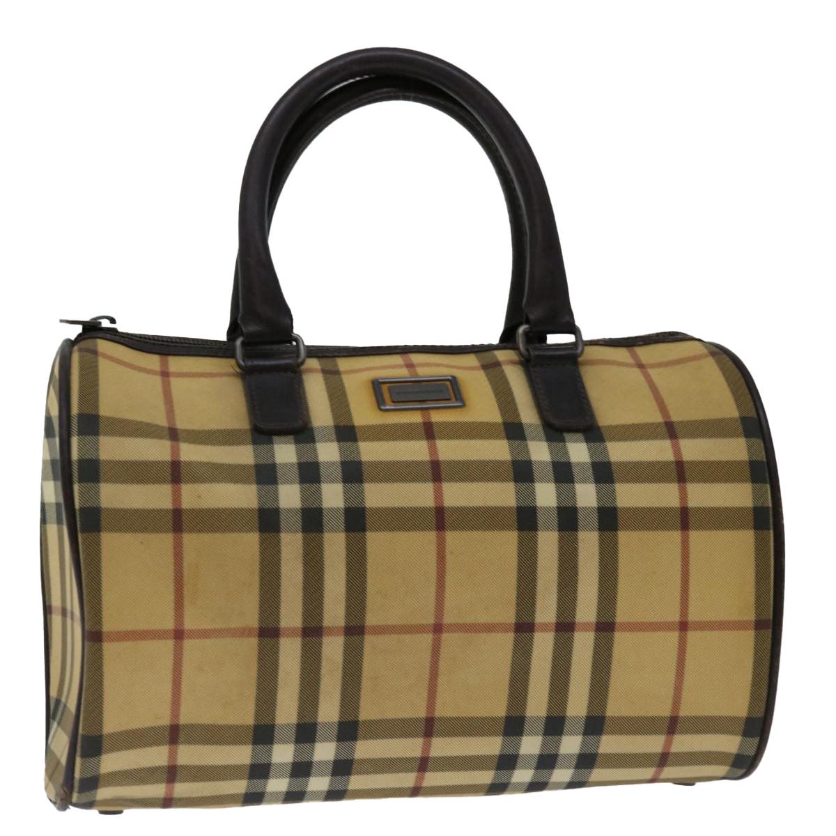 image of Burberry Nova Check Hand Bag Coated Canvas Beige Auth Ac2831, Women's