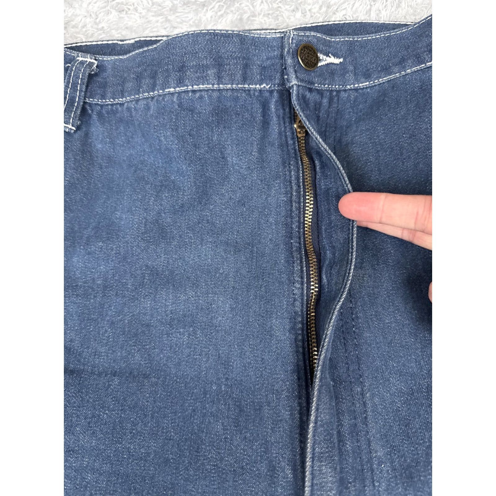 Denime VINTAGE Roebucks Jeans Men 46x30 Carpenter Denim Workwear Hammer Loop 5-Pocket Straight Blue USA Size US 30 / EU 46 - 5 Thumbnail