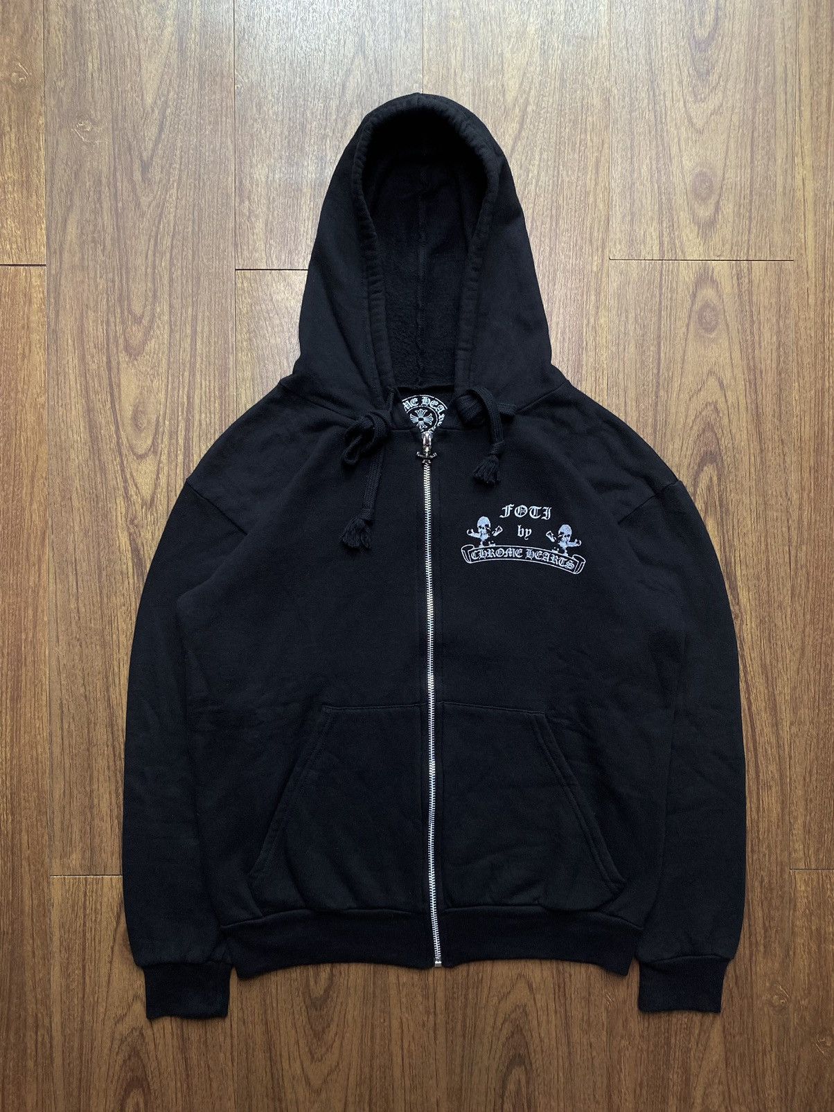 Chrome Hearts Chrome Hearts Scroll Logo Joe Foti Silver Print Zip