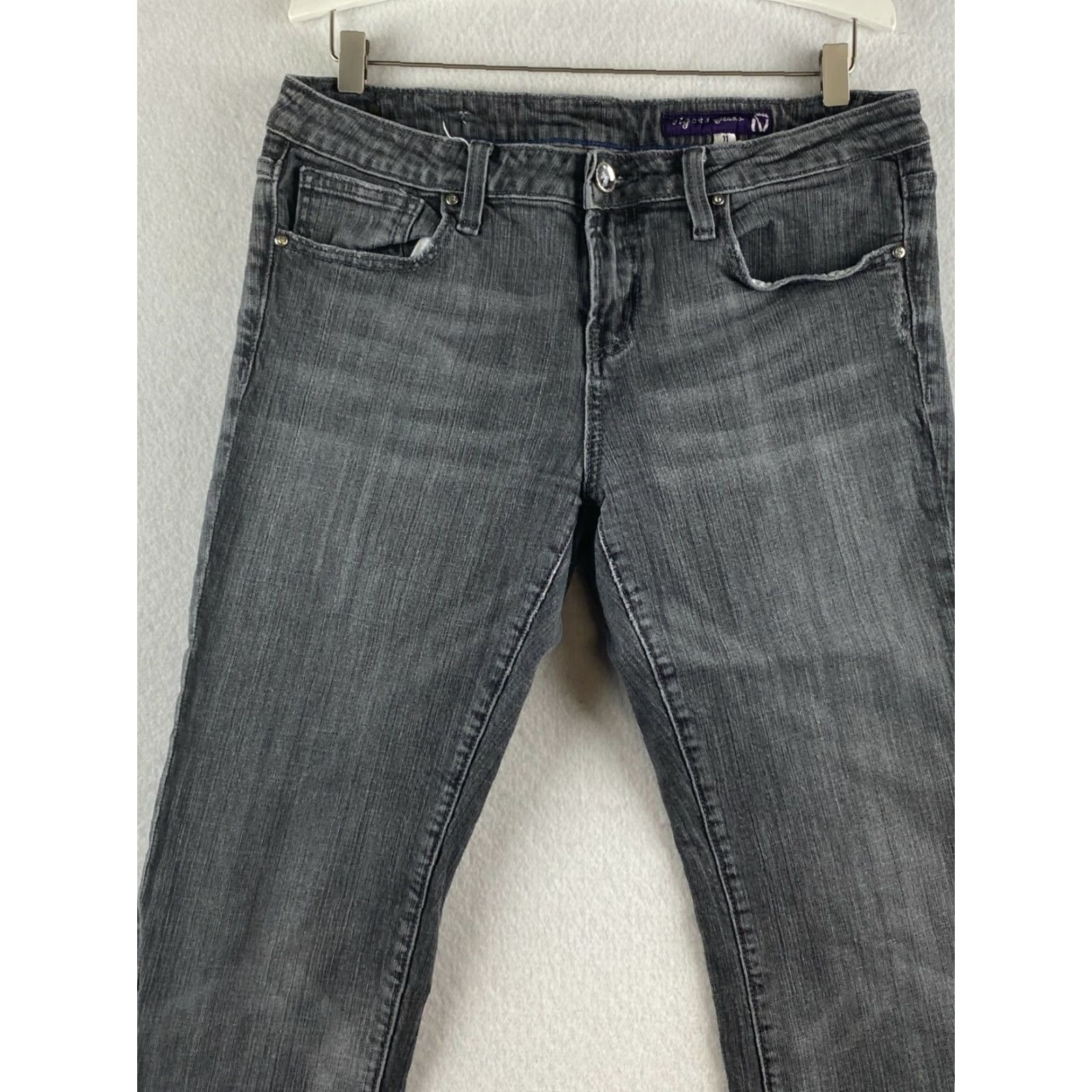 Vintage VIGOSS Jeans Womens 11 34 x 31 Gray Bootcut Stretch Denim Dark Wash Distressed Size 24" / US 00 / IT 34 - 2 Thumbnail