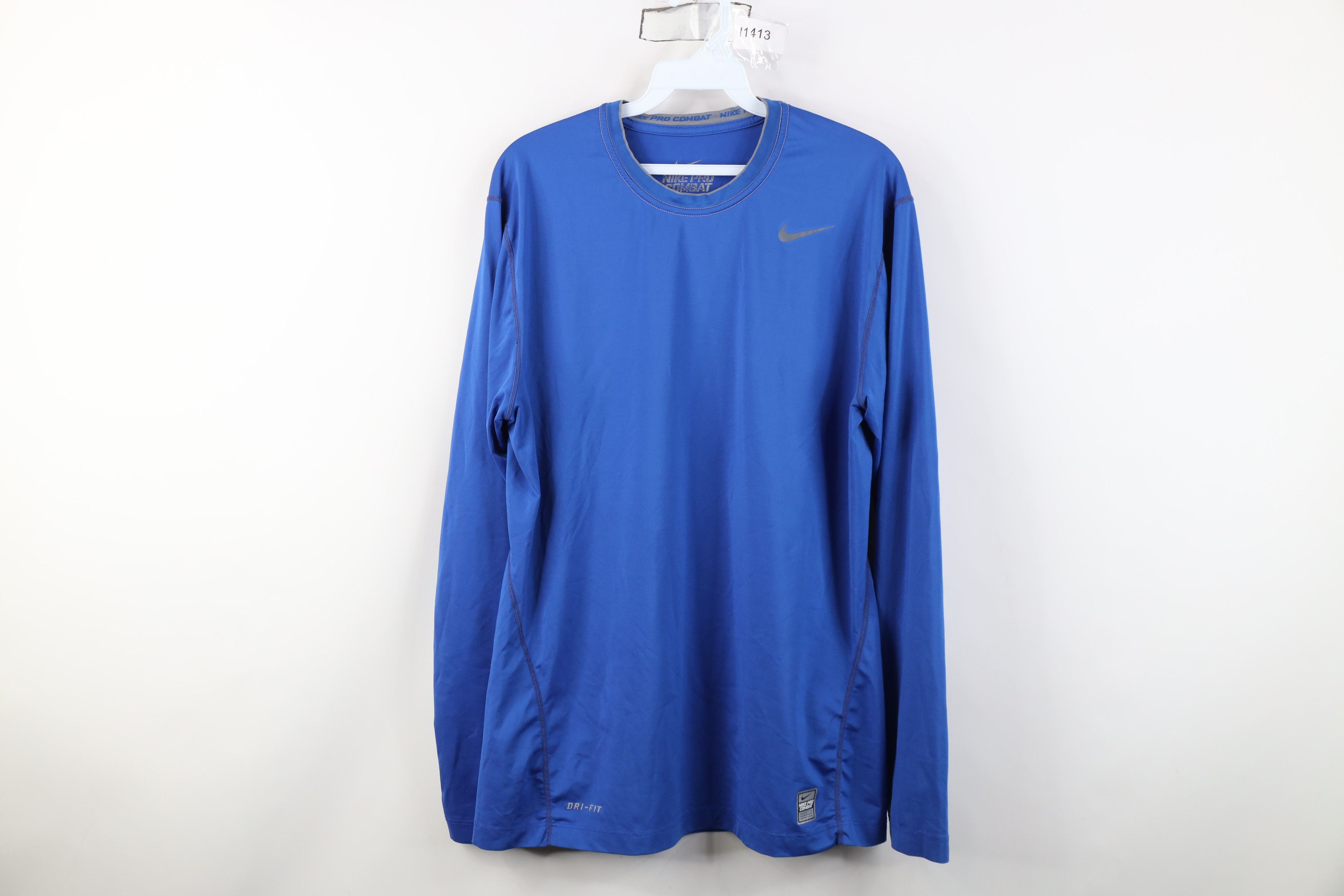 Nike Nike Pro Combat Training Long Sleeve T-Shirt Blue Size US L / EU 52-54 / 3 - 1 Thumbnail