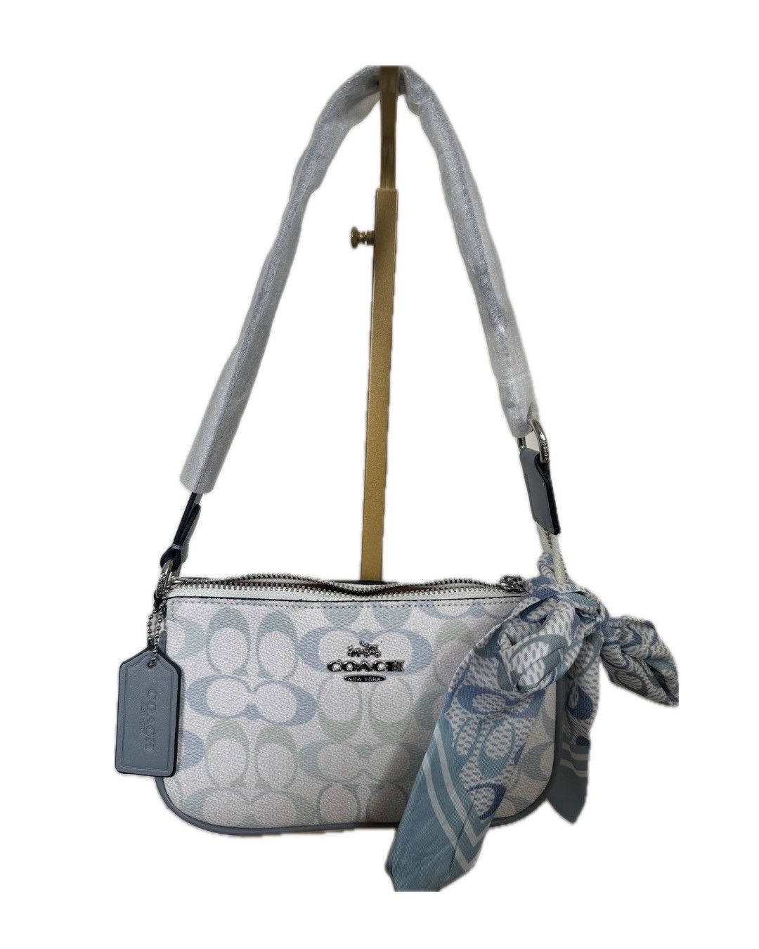 Coach Nolita 19 In Signature Canvas silver/chalk/Blue