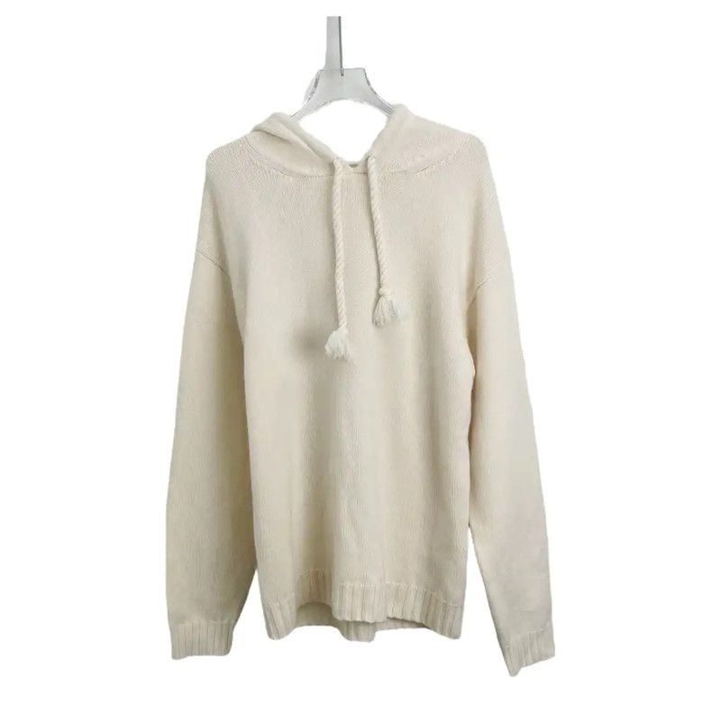 Max Mara MaxMara Cream Cotton Pullover Hoodie 0089 Size L / US 10 / IT 46 - 1 Thumbnail