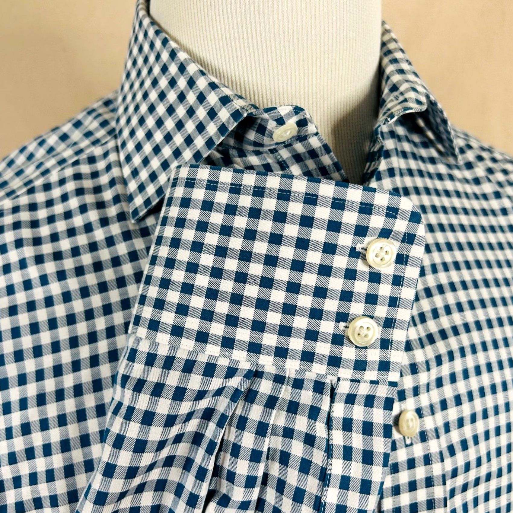 Charles Tyrwhitt Charles Tyrwhitt Dress Shirt Green White Plaid Slim Non-Iron Cotton Shirt Mens 16 33 Long Sleeve Button Collar Slim Fit Size 42R - 4 Thumbnail