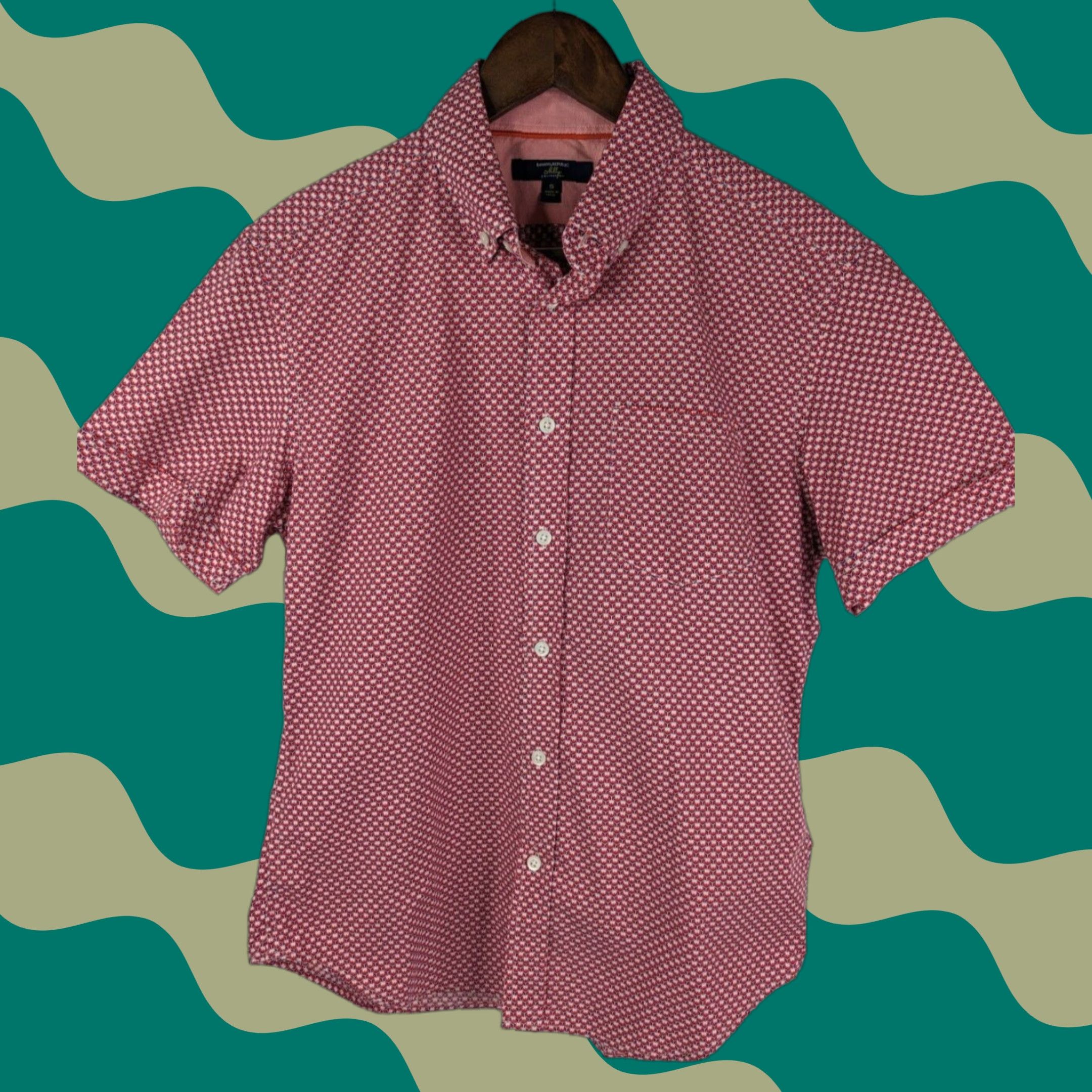 Banana Republic VINTAGE Banana Republic Milly Collection Short Sleeve Button Down Shirt Red Small No Size US S / EU 44-46 / 1 - 1 Thumbnail