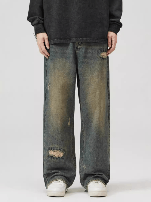 Japanese Brand × Jean Retro washed straight oversized ripped baggy jeans Size US 32 / EU 48 - 1 Thumbnail