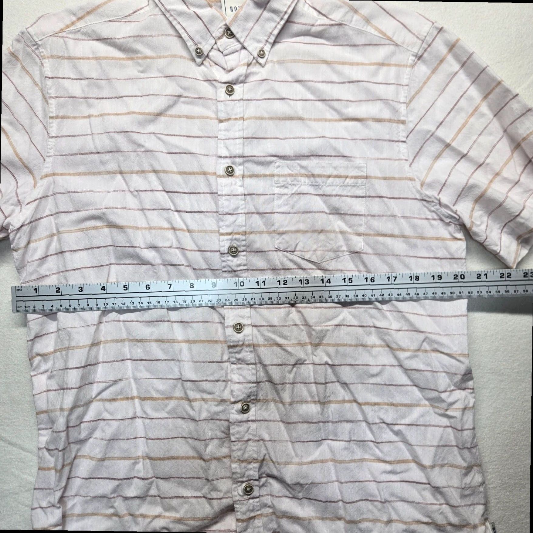 Vintage Rowm Men's White Striped Short Sleeve Button Up Shirt Medium Size US M / EU 48-50 / 2 - 4 Thumbnail