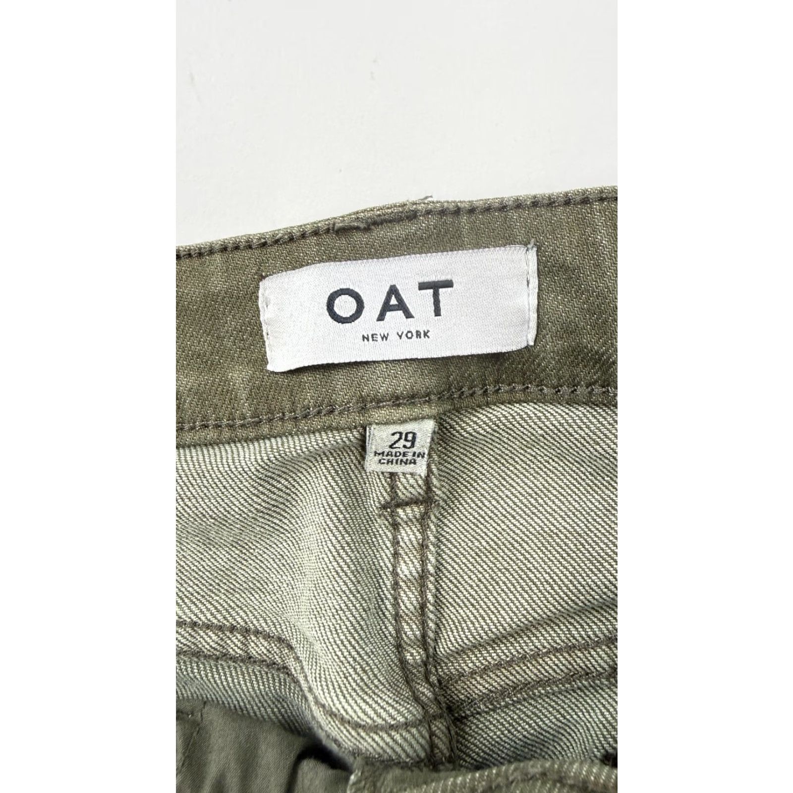 Olive OAT New York Straight Jeans Womens 29 Olive Green Stretch Denim Cropped 29x24 Size 29" - 5 Thumbnail