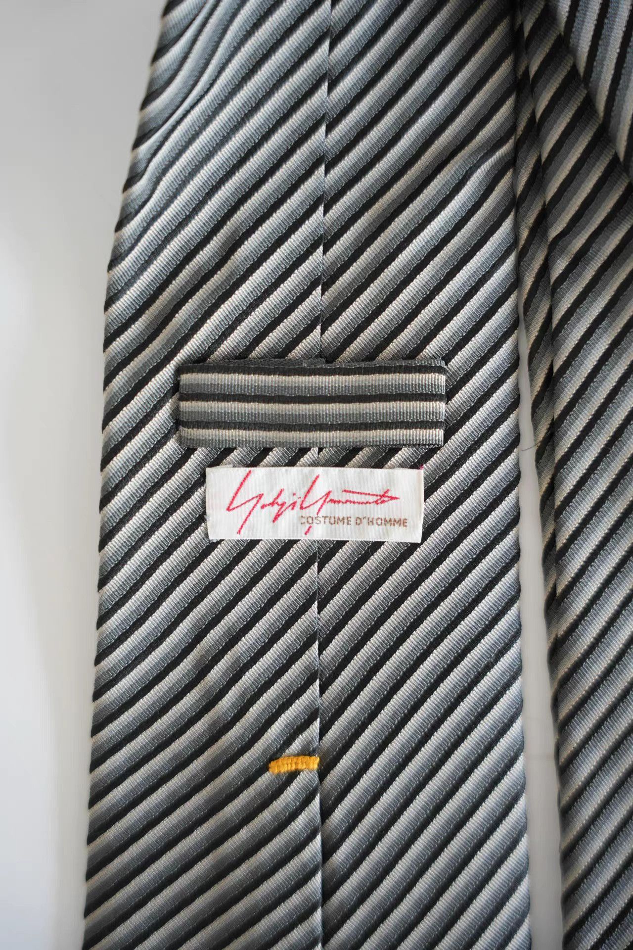 Yohji Yamamoto Yohji Yamamoto Black White & Gray Striped Silk Tie K4 Size ONE SIZE - 2 Thumbnail
