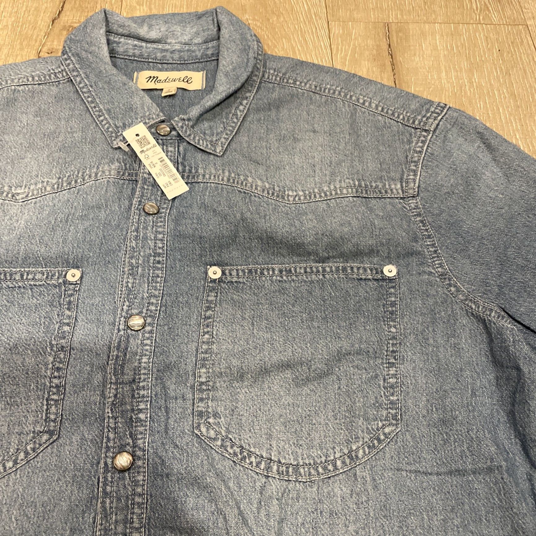 Madewell VINTAGE Madewell Western Denim Shirt Women's Size S Blue Snap Button-Up NWT Connet Wash Size S / US 4 / IT 40 - 6 Thumbnail