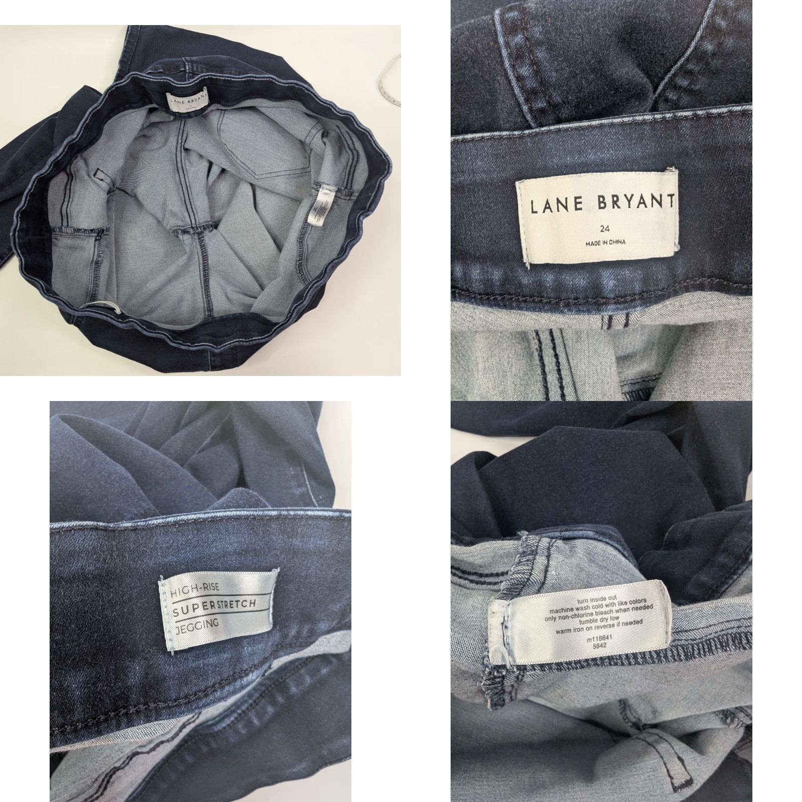 Vintage Lane Bryant Womens Jeans High Rise Super Stretch Jegging 24 Blue Pull On Slim Denim Cotton Blend Polyester Spandex Viscose Button Plus Size Shoes? Size 42" / US 20 - 8 Thumbnail