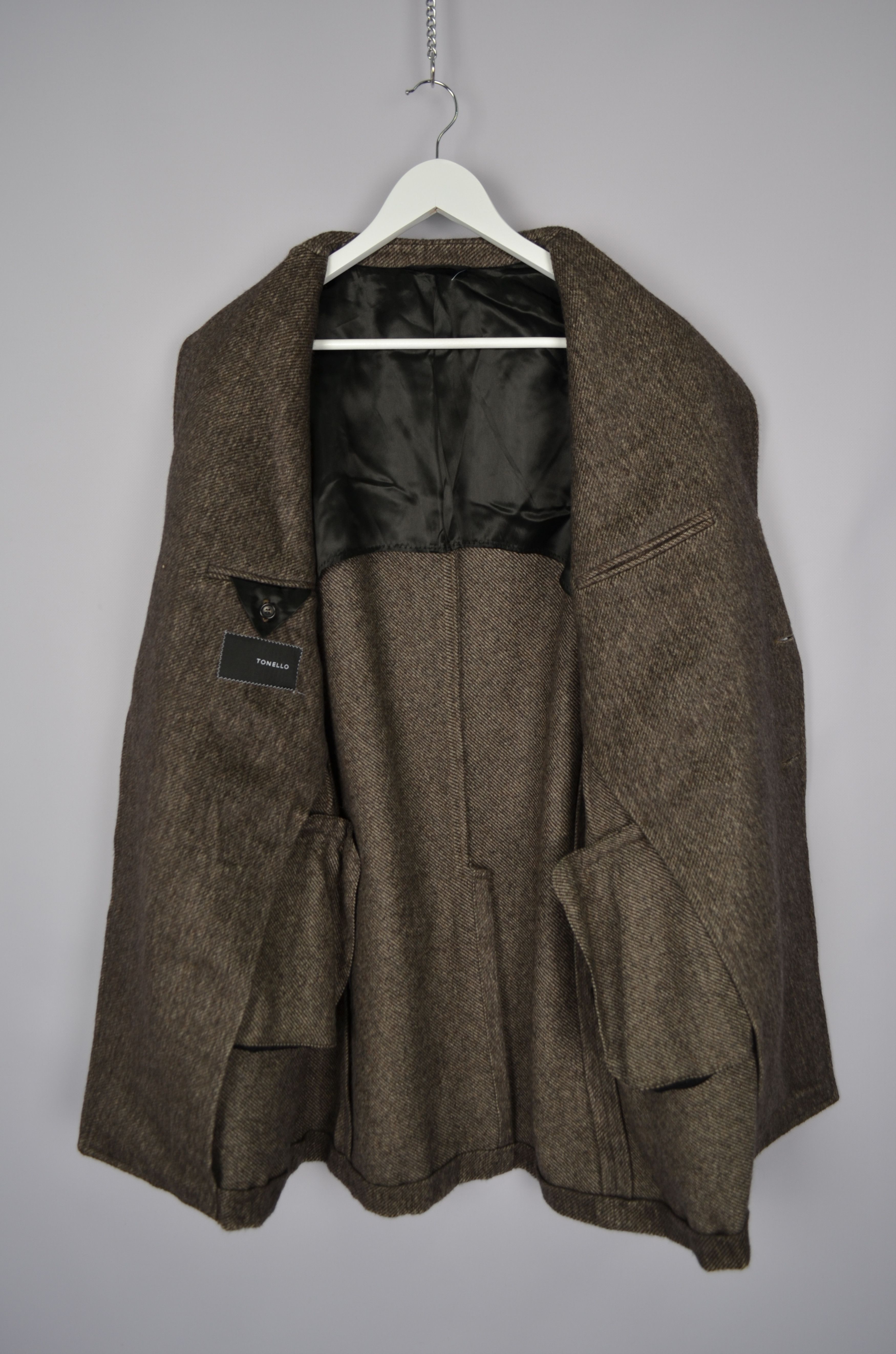 Designer × Tonello Tonello Alpaca Wool Cashmere Herringbone Brown Coat 54/L Size US L / EU 52-54 / 3 - 13 Thumbnail