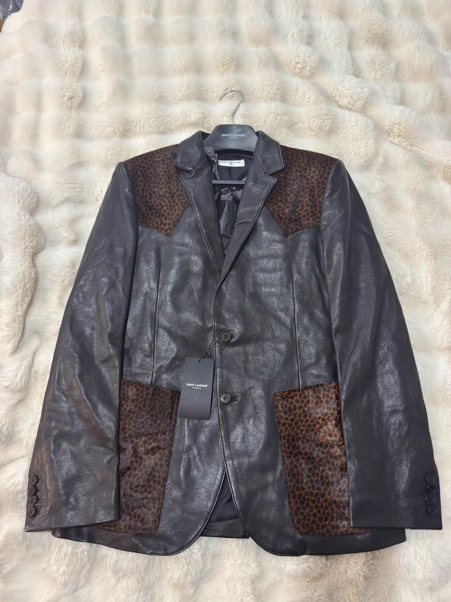 Hedi Slimane × Saint Laurent Paris 15SS Hedi Leopard Suede Trapper