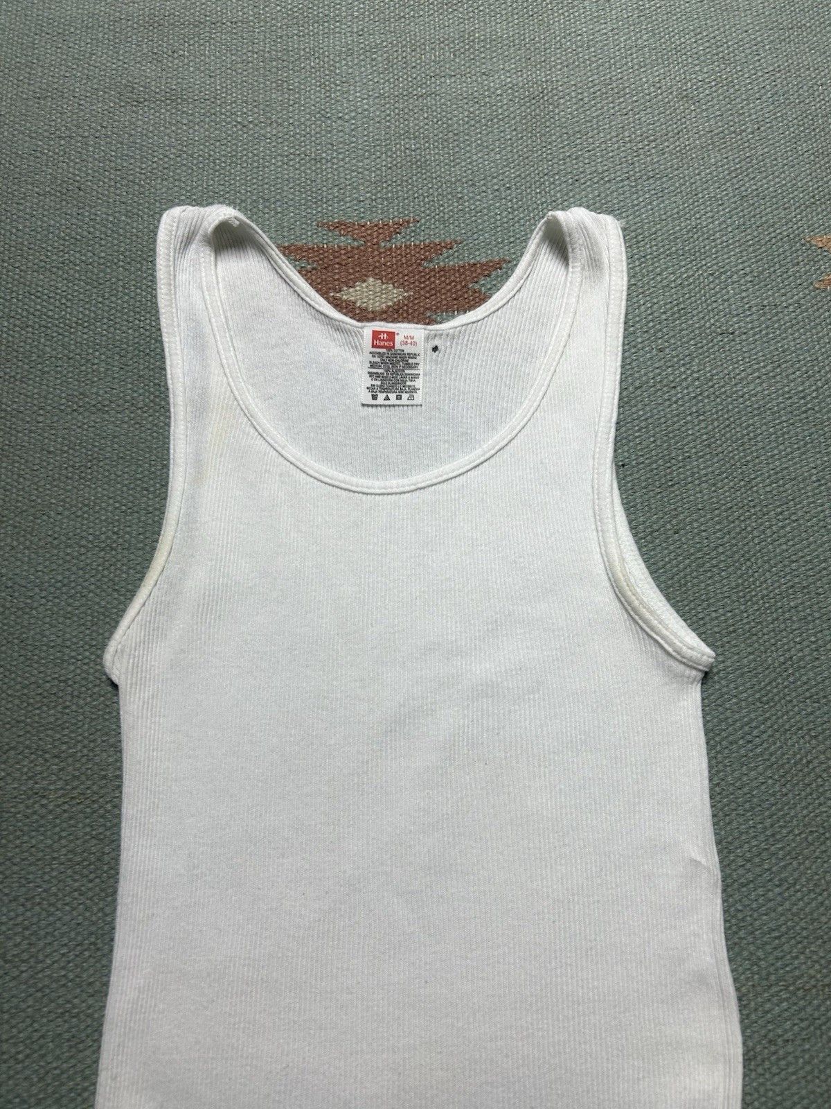 Vintage Vtg Hanes ribbed tank top beater shirt cotton beach medium Size US M / EU 48-50 / 2 - 3 Thumbnail