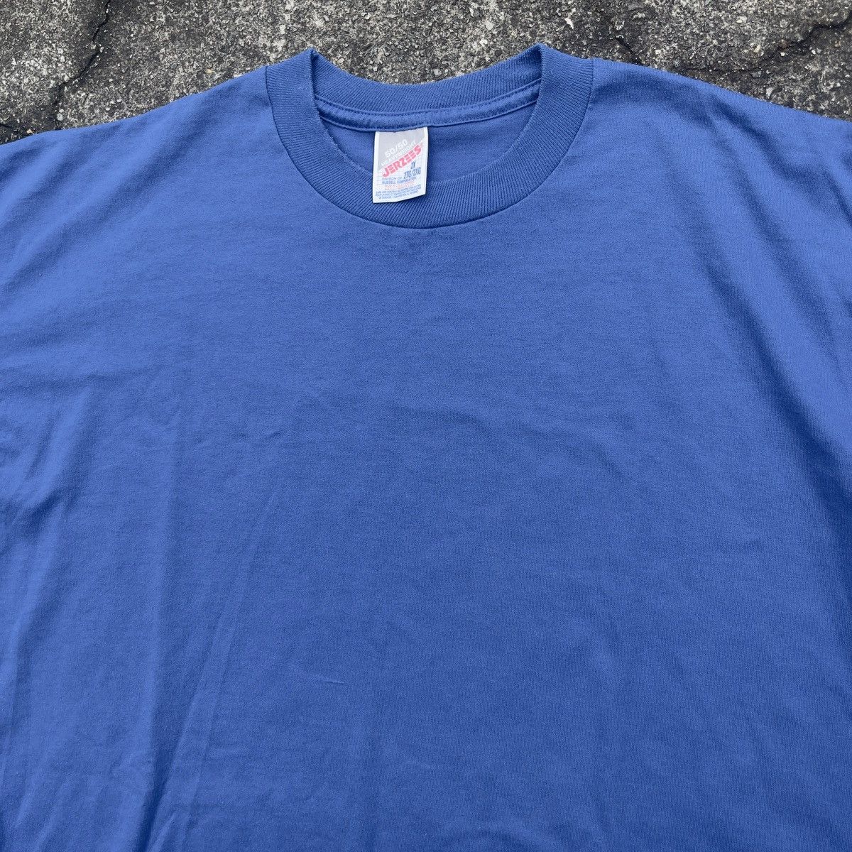 Jerzees × Vintage Vintage 90s JERZEES Blank Blue Shirt Size US XXL / EU 58 / 5 - 2 Thumbnail