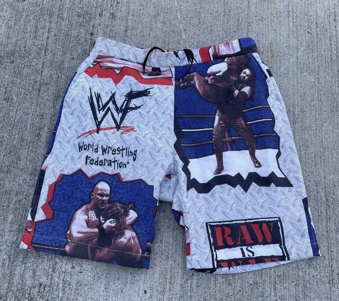 Up-cycled Vintage Raw Is War Stone Cold/UndertakerShorts MED
