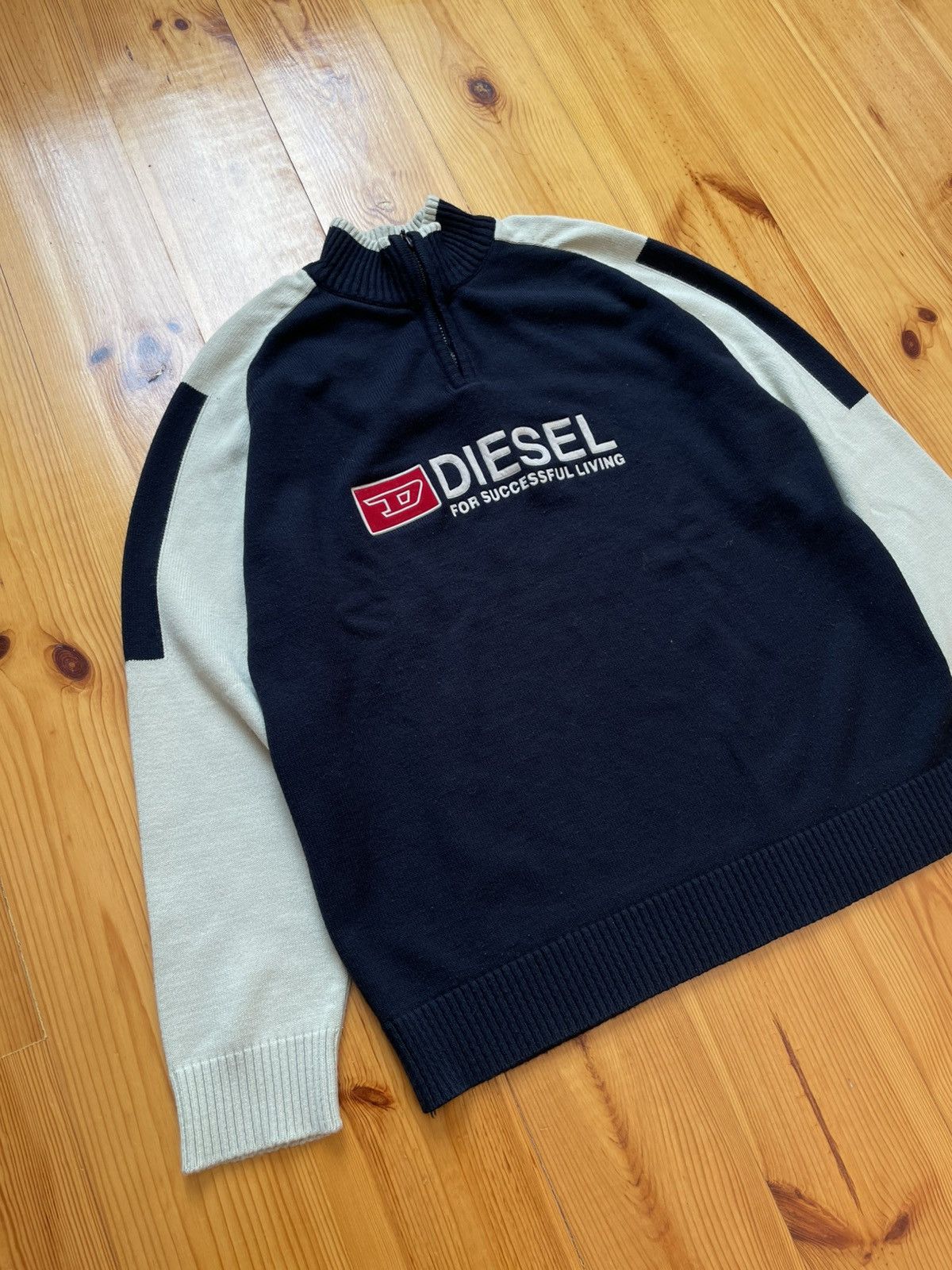Diesel VINTAGE DIESEL BIG LOGO AVANT GARDE Y2K 1/4 ZIP UP SWEATER Size US XL / EU 56 / 4 - 2 Thumbnail