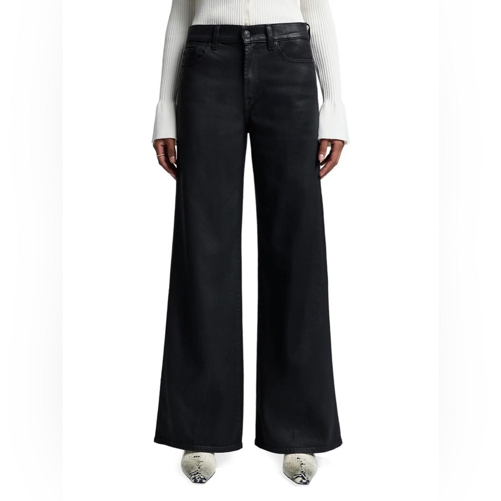 7 For All Mankind 7 For All Mankind Lotta Wide-Leg Coated Jeans, sz 30 (8-10) Size 30" / US 8 / IT 44 - 3 Thumbnail