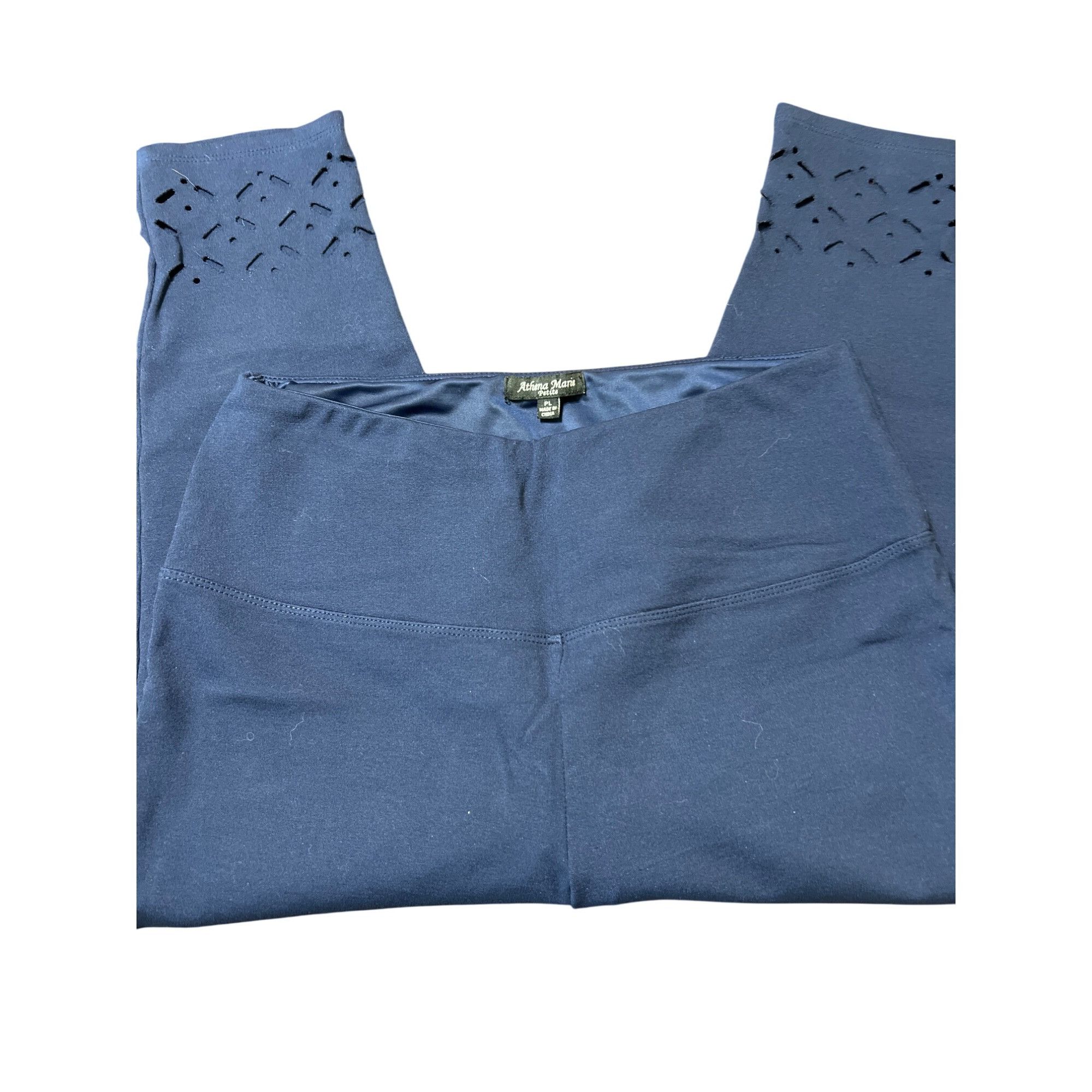 Other Athena Marie Navy Blue Capri Leggings Laser Cut Details Stre Size 34" / US 12 / IT 48 - 3 Thumbnail