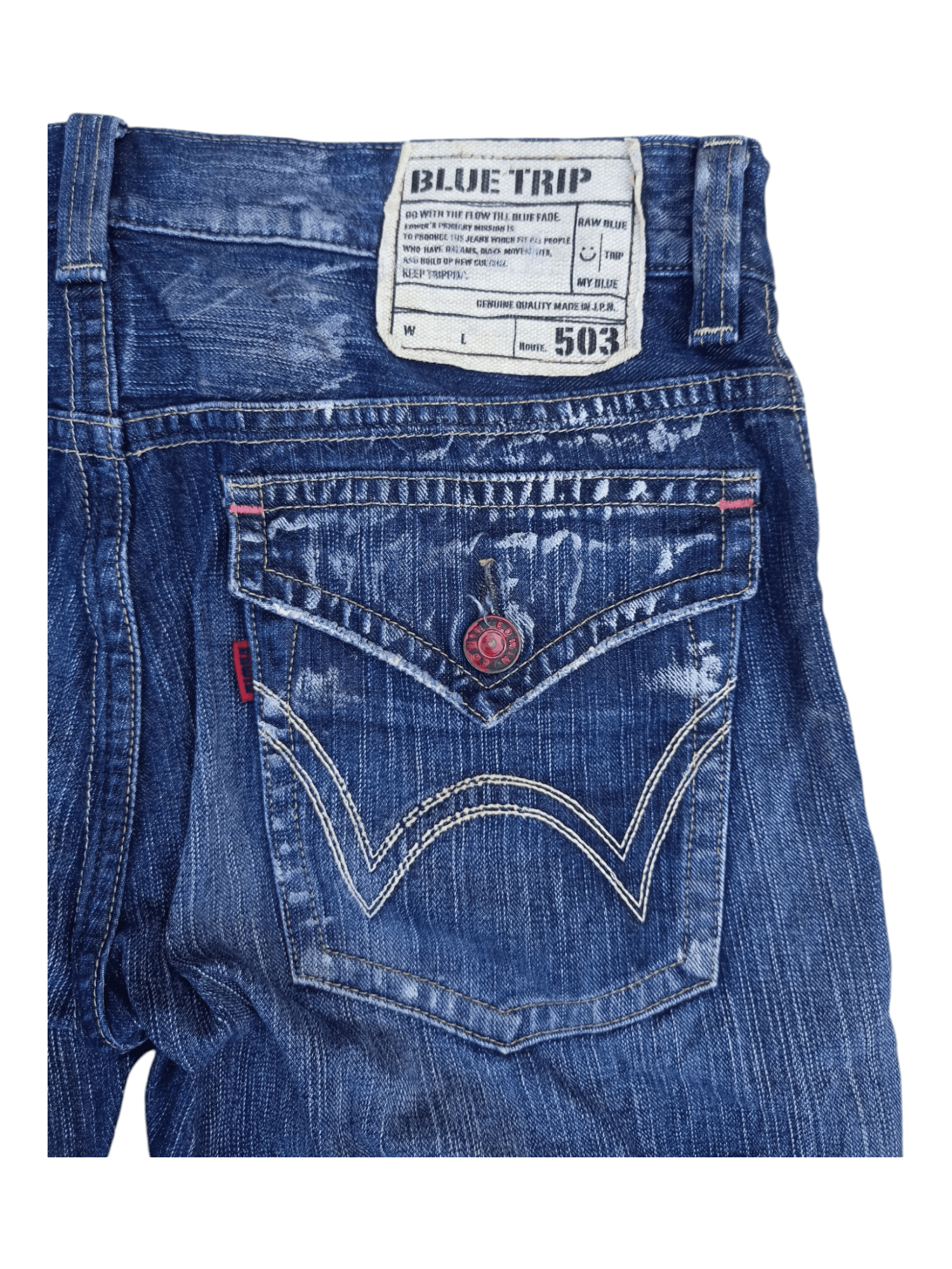 Edwin Edwin 503 Blue Trip Distressed Minimalist Flare Jeans Size US 34 / EU 50 - 14 Thumbnail