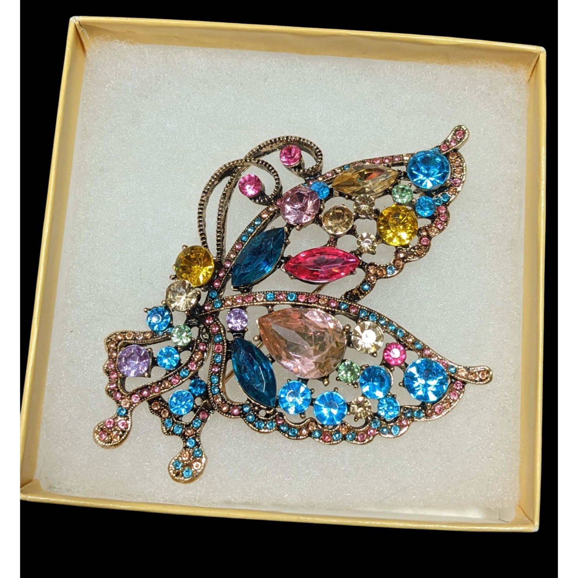 Other Fantasy Glam Large Rainbow Gemmed Butterfly Brooch Size ONE SIZE - 3 Thumbnail
