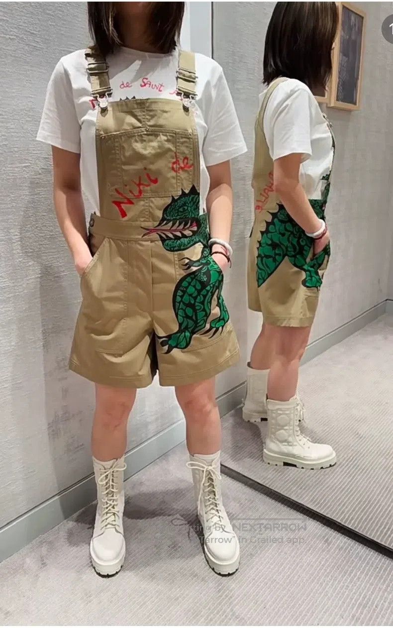 Dior Dior 24 new green dinosaur bib pants Size 24" / US 00 / IT 34 - 8 Thumbnail
