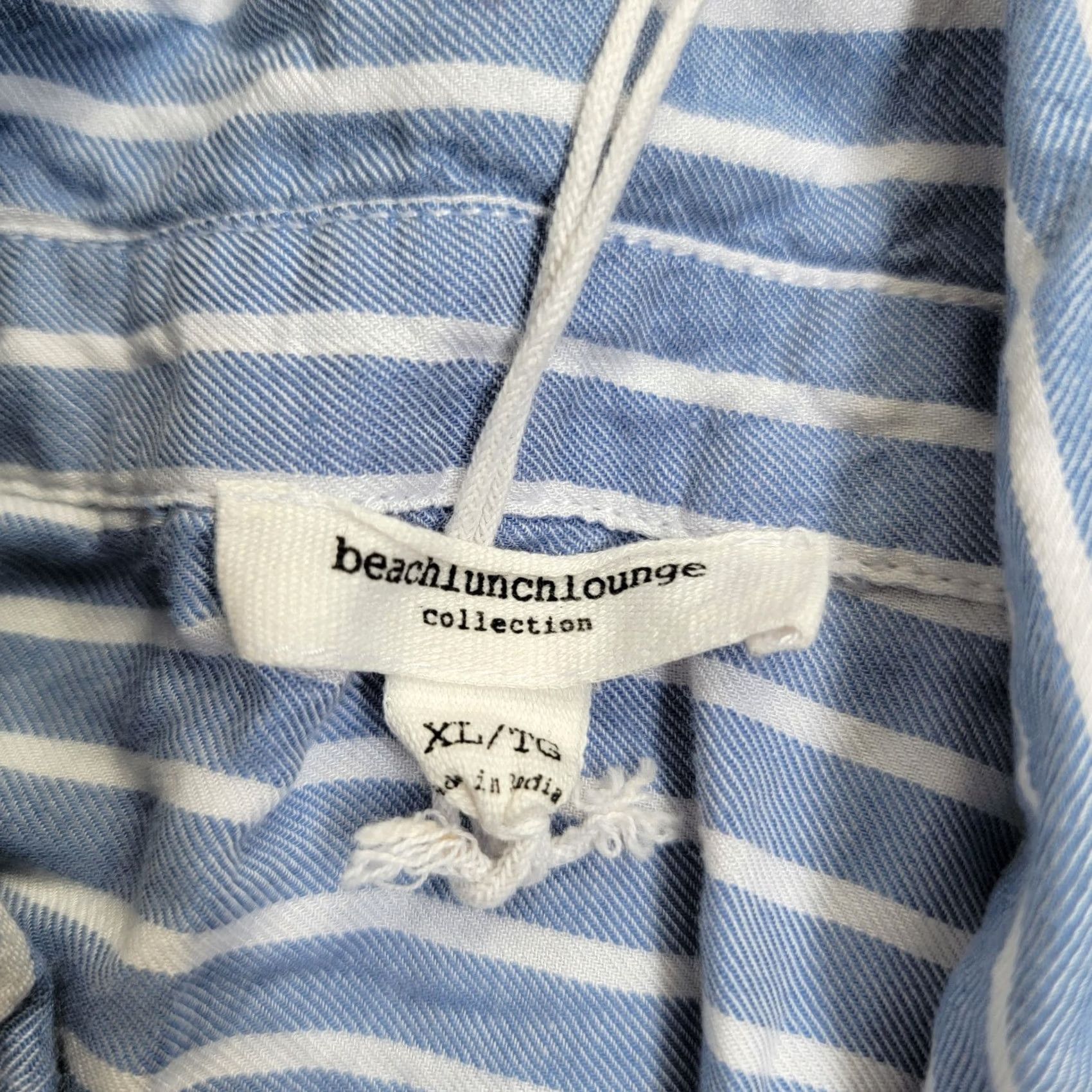 Vintage Beach Lunch Lounge Women's XL Blue White Striped Button Down Shirt Blouse Top Size XL / US 12-14 / IT 48-50 - 3 Thumbnail