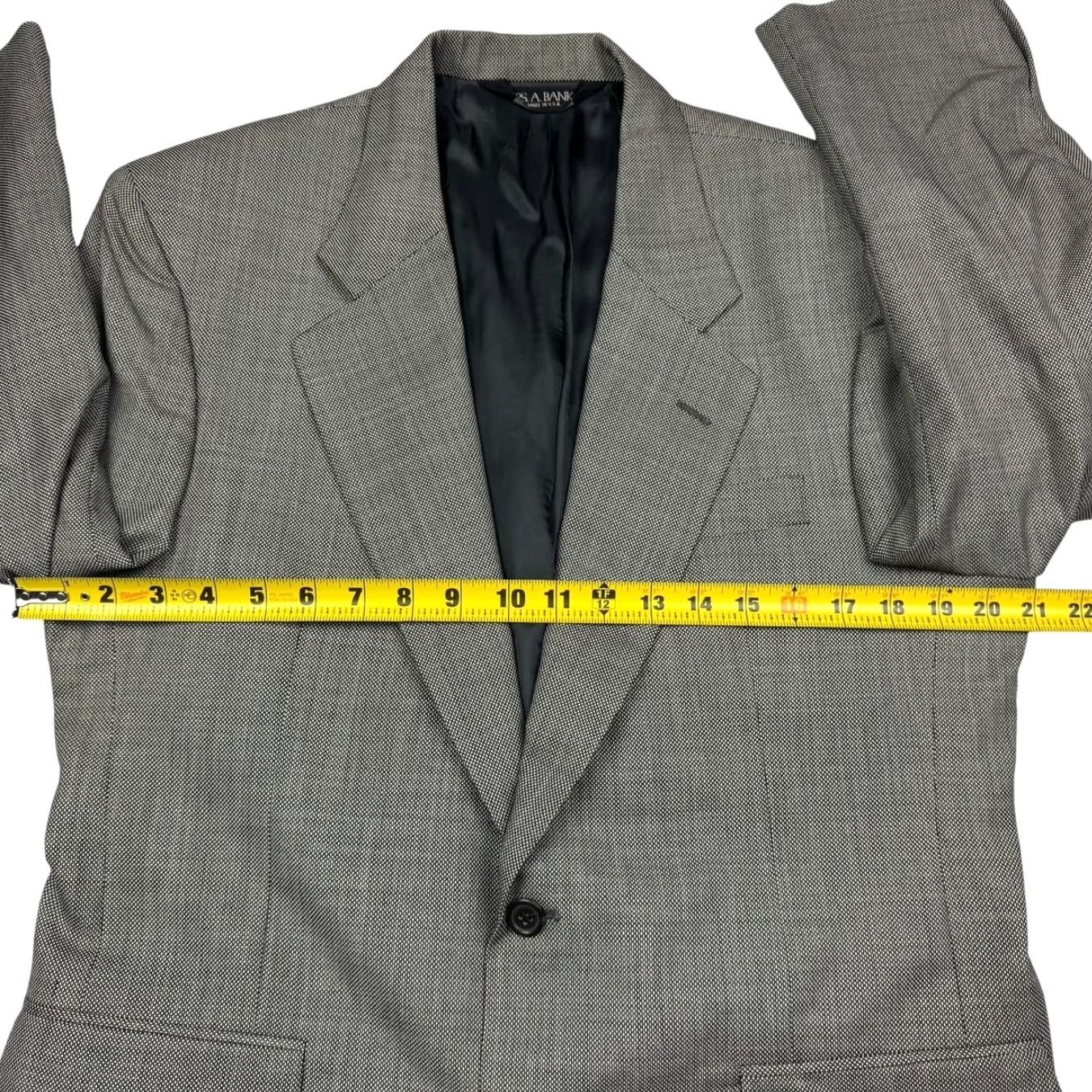 Jos. A. Bank VINTAGE Jos. A Bank Men's Blazer 2-Button Wool Gray Herringbone 40S Notch Lapel Mens Size 40R - 6 Thumbnail